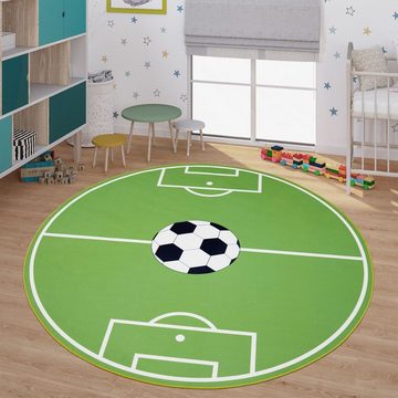Kinderteppich Kinderteppich Spielteppich Für Kinderzimmer Mit Fußball-Design Grün, TT Home, Läufer, Höhe: 4 mm
