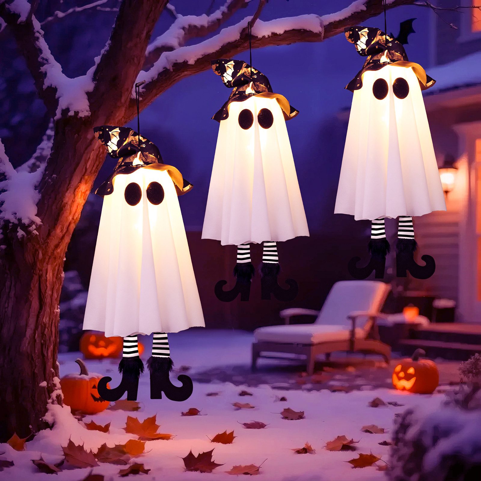 Jibenhome Hängedekoration Halloween Hängender LED-Lichterkette,Geister Late günstig online kaufen