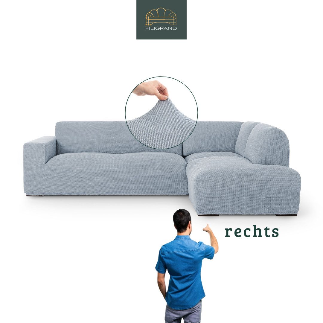 Belmarti Ecksofahusse Bezug für Ecksofa mit Halbinsel rechts/links, elastisches Material, hochwertiger und langlebiger Baumwollmix