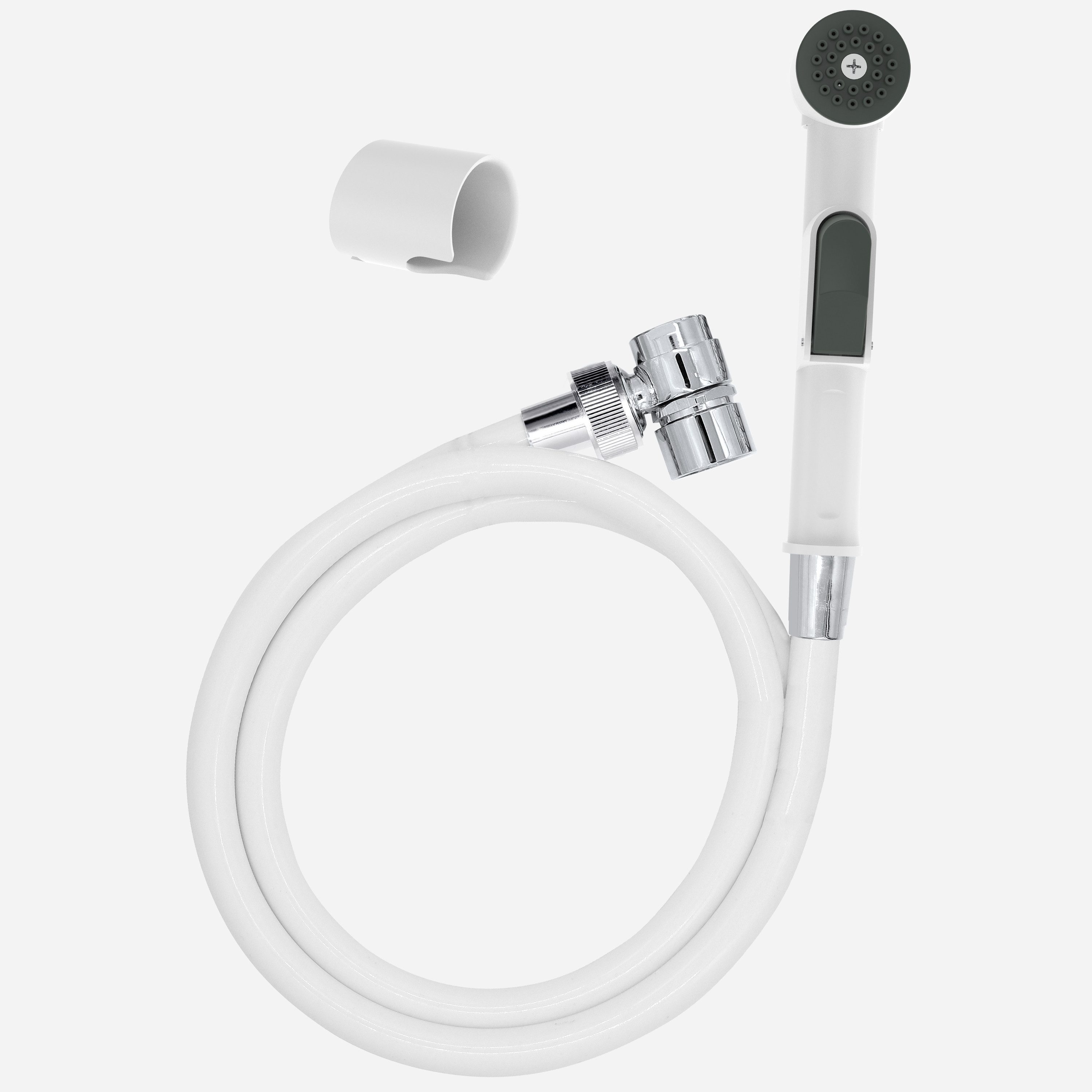 Euroshowers GmbH Waschbeckendusche Bidet Waschbeckendusche-Set Weiß, (4-tlg), Knopfdruck-Umschaltung, Anti-Kalk-Noppen, M24/M22