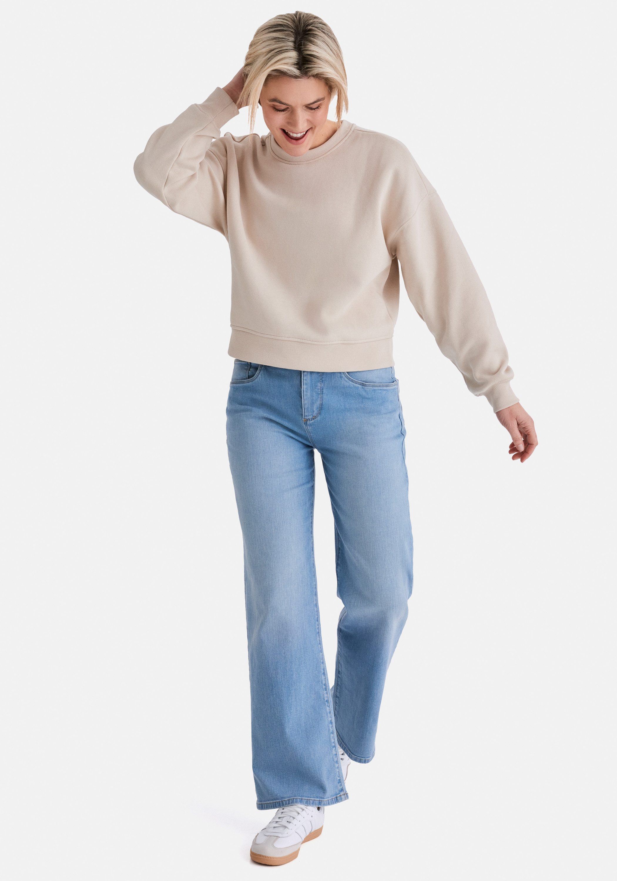 STOOKER WOMEN 5-Pocket-Jeans MARY Denim 5-Pocket Hose Wide Leg Fit Casual Clean Wash Stretch für Damen