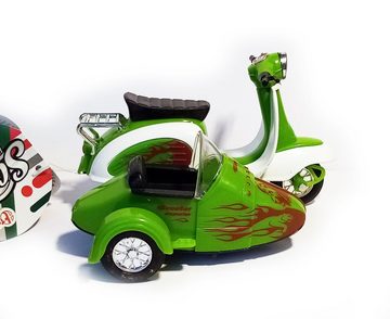Toi-Toys Modellmotorrad VESPA mit Beiwagen Motorroller mit Rückzugmotor Scooter Motorrad Rückzugmotor Spielzeug Modell Geschenk 03 (Grün)