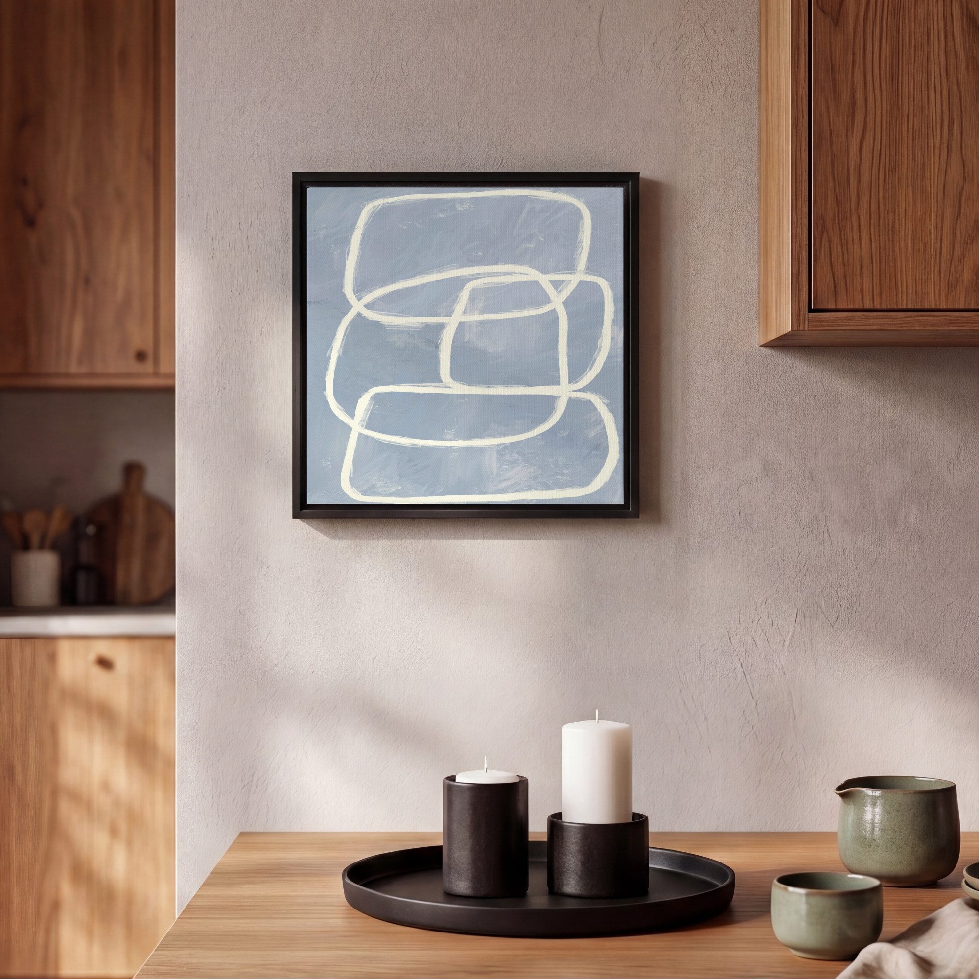OneMillionCanvasses® Leinwandbild mit Rahmen - Abstrakt - Blau - Kunst, Fotodruck (1 St), Leinwand Bilder Klein, Wand Dekoration Aesthetic 20x20cm – Bild 2 von 5