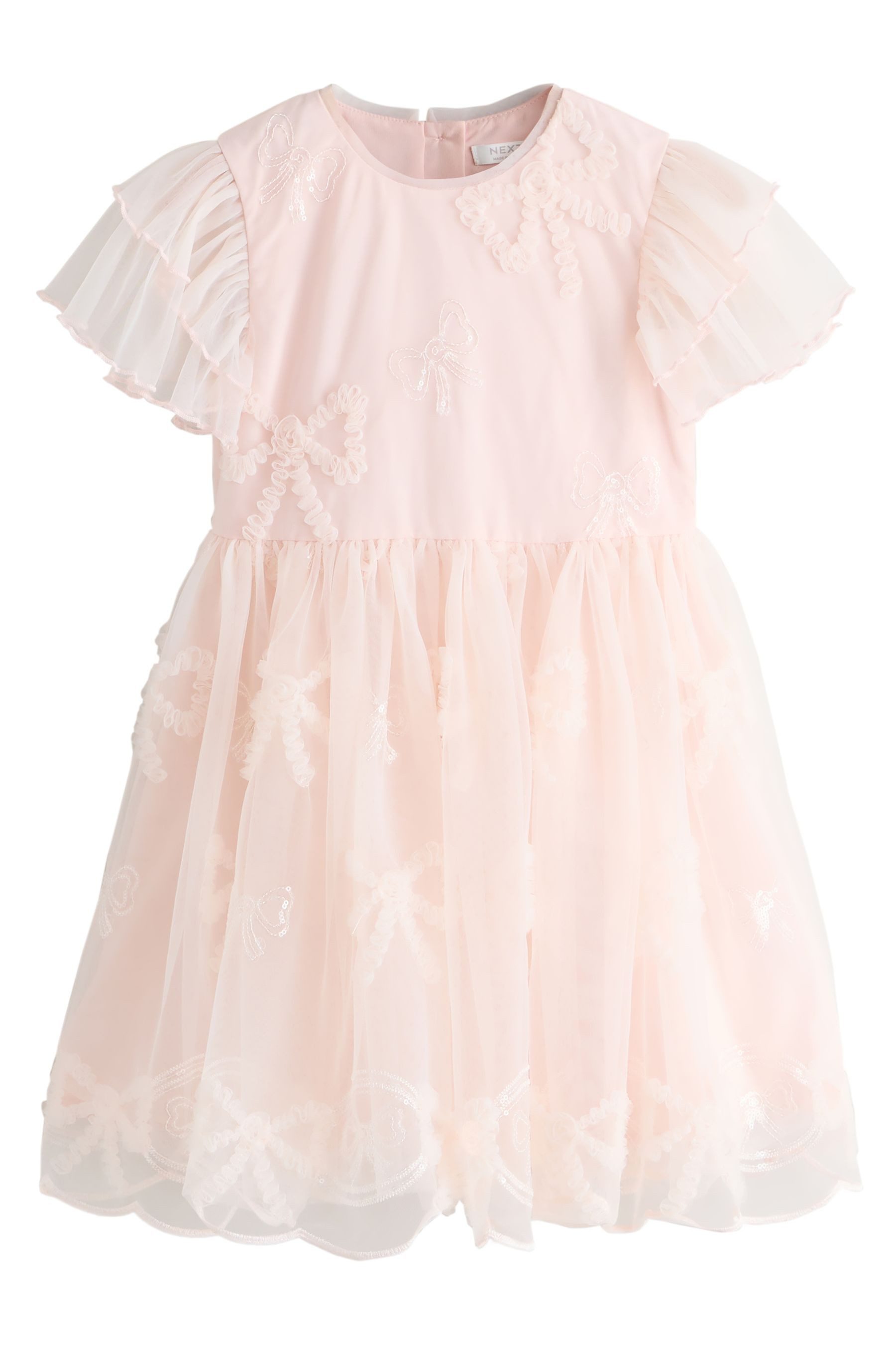 Next Partykleid Festliches Mesh-Kleid mit Schleife und Verzierung (1-tlg)
