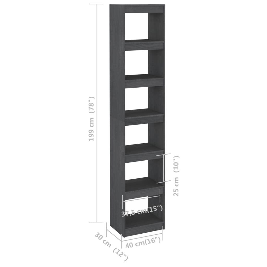 furnicato Bücherregal Bücherregal/Raumteiler Kiefer 40x30x199 cm Massivholz Grau