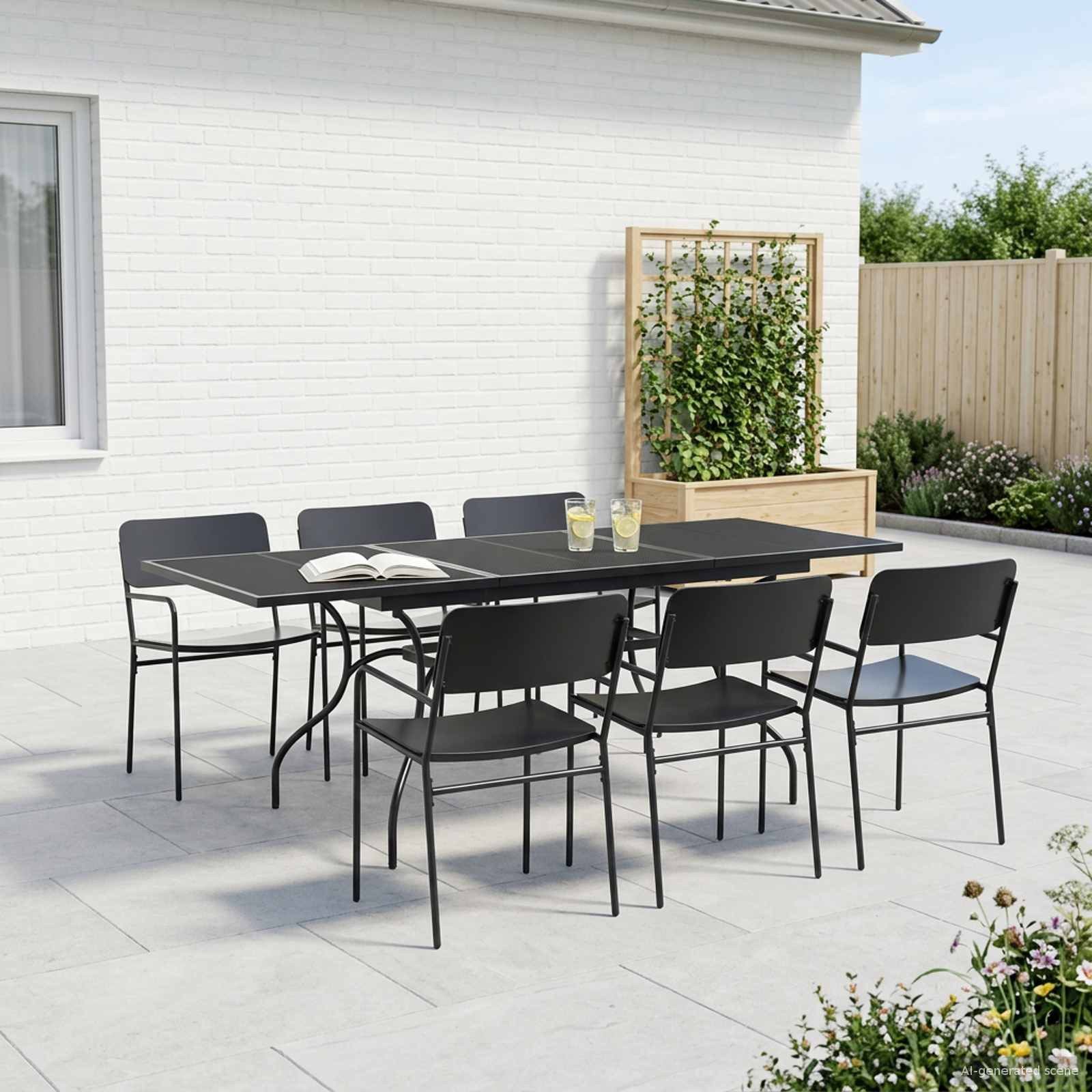 vidaXL Gartentisch Ausziehbarer Mesh Esstisch Anthrazit 212 x 90 x 76 cm Stahl (1-St)