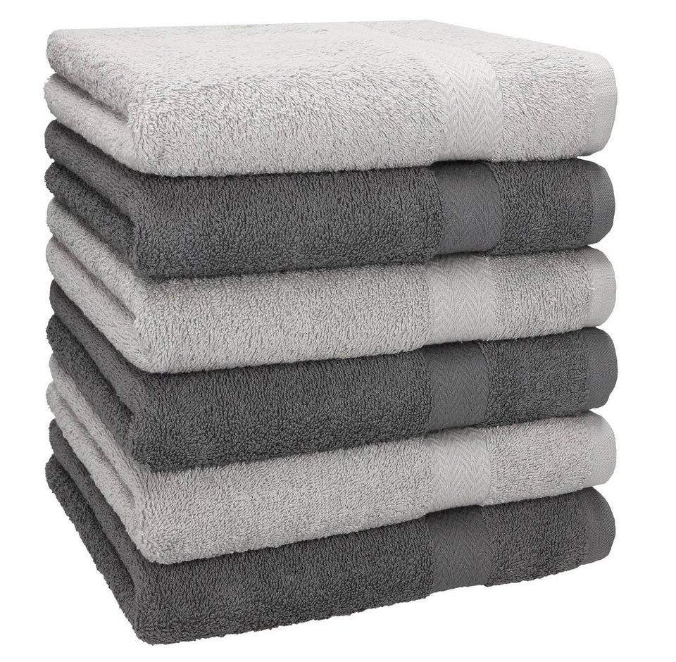 Betz Handtücher 6 Stück Handtücher Größe 50 x 100 cm Premium Handtuch Set  100% Baumwolle Farbe Silber/Anthrazit Grau, 100% Baumwolle (6-St)