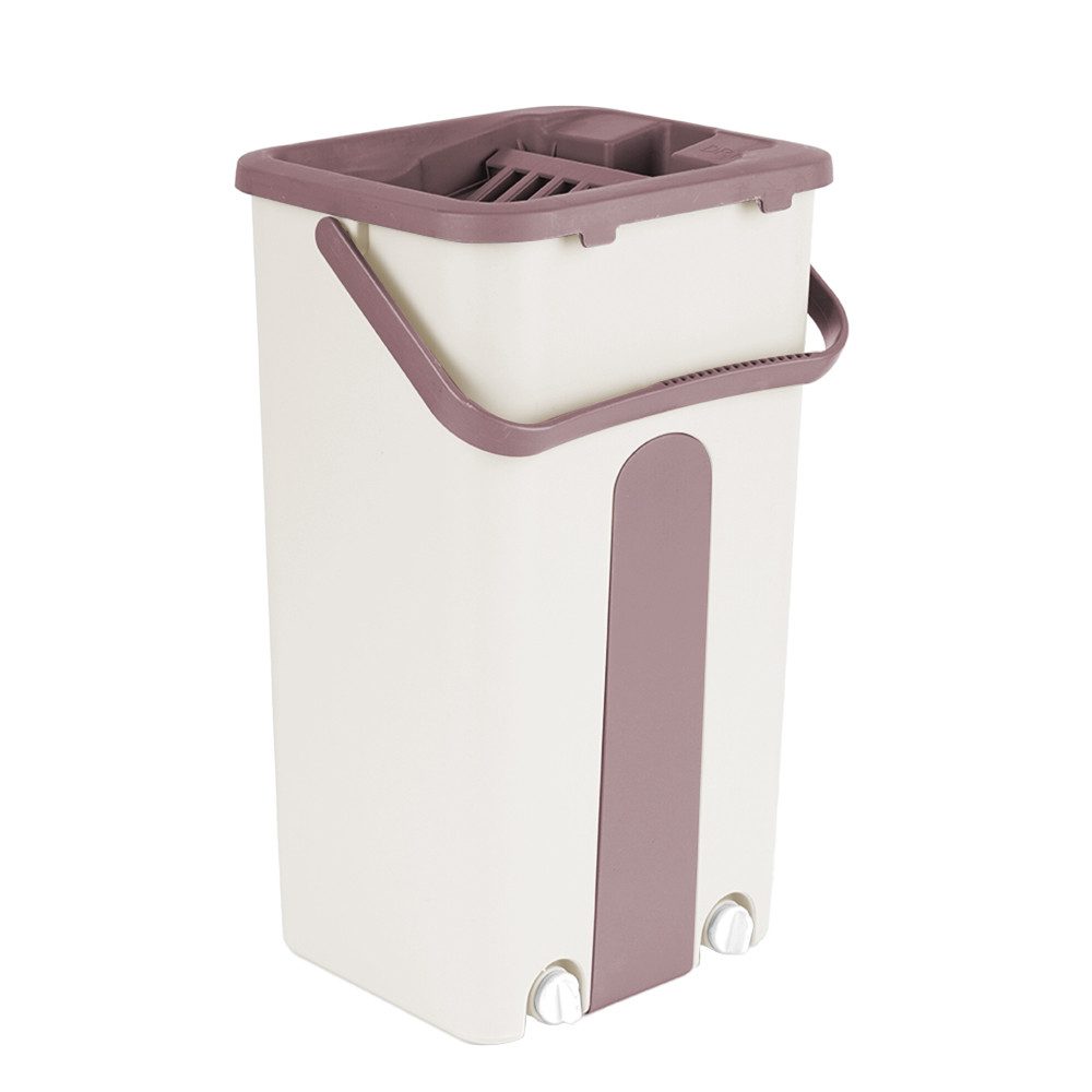 JEOBEST Wischmopp Bodenwischer Set, Wischmopp Set mit Eimer und 2 Mikrofaser-Pads, Freihändiges Waschen, nass und trocken, 360 Grad drehbar