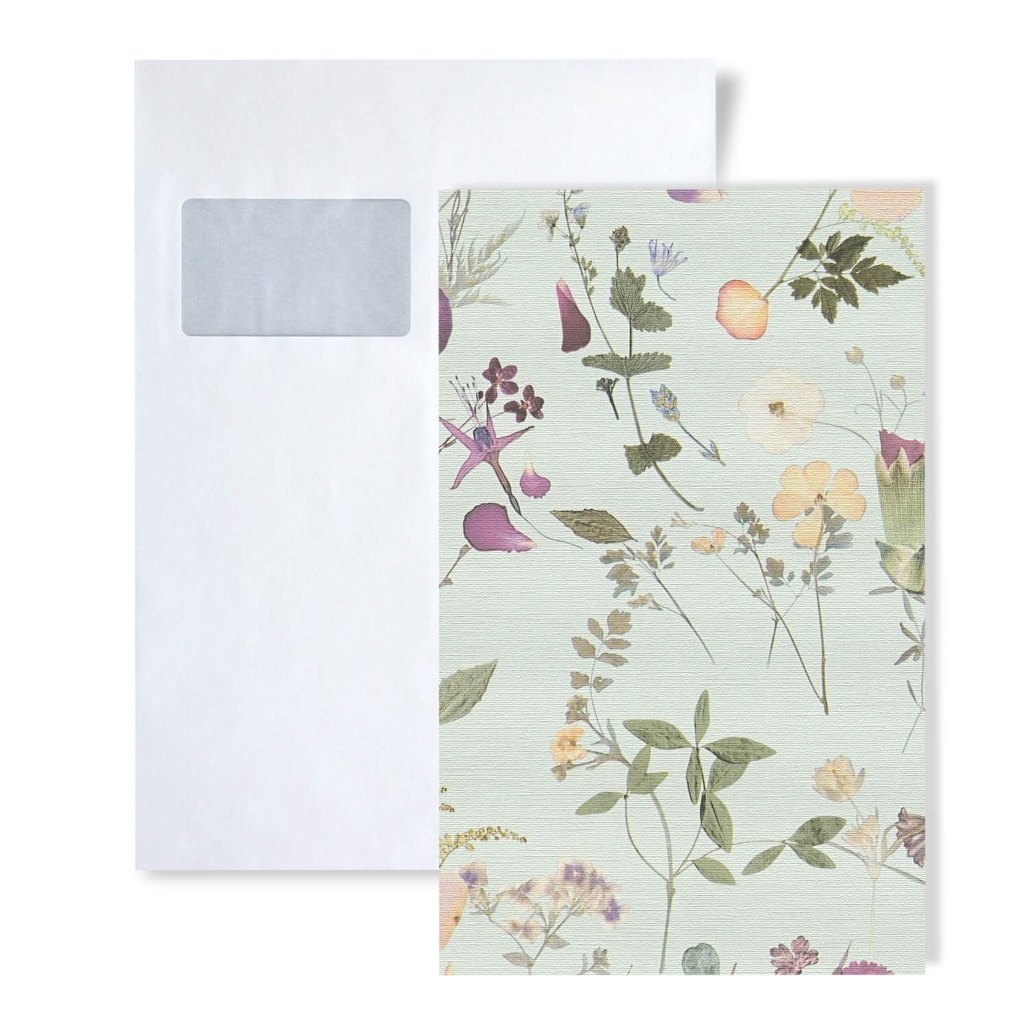 Profhome Vliestapete 1 MUSTERSTÜCK S-397463-GU DIN A4 MUSTER der Floralen Tapete, (1 Musterblatt, ca. A5-A4), grün