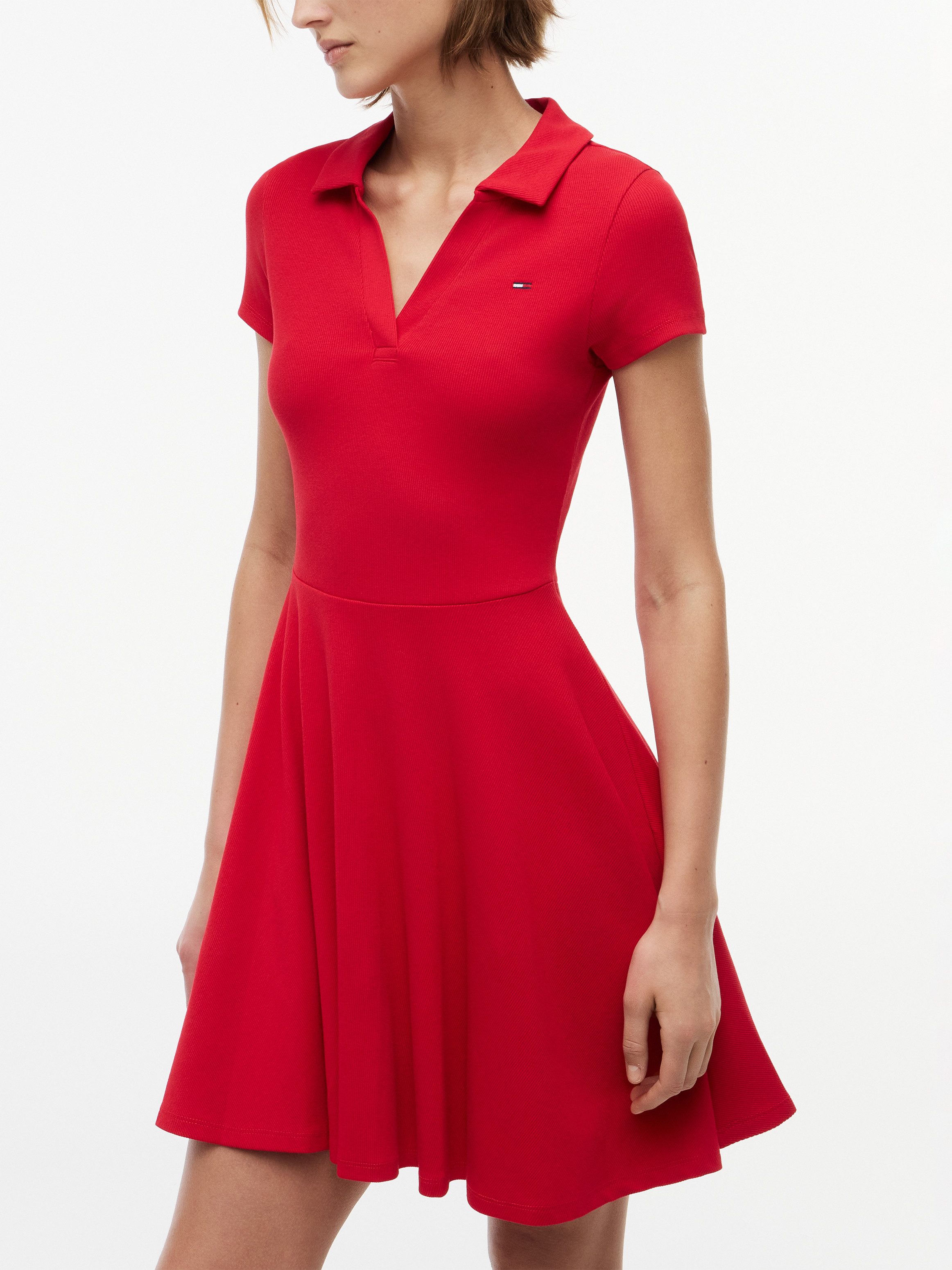 Tommy Jeans Polokleid TJW RIB F&F POLO MINI DRESS EXT Baumwollmischung, figurbetont, in gerippter Struktur