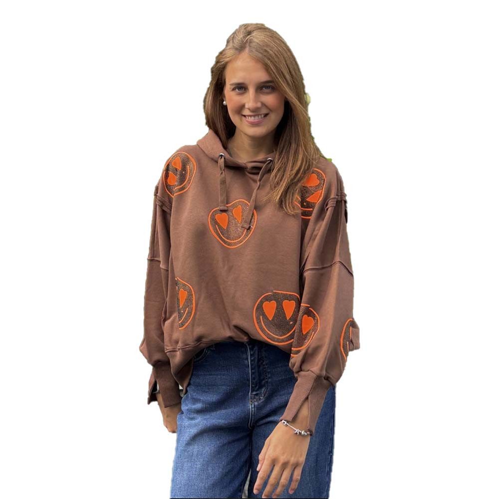 Miss Goodlife Hoodie Miss Goodlife MG13274 Wide Heartface Strass, Chocolate günstig online kaufen