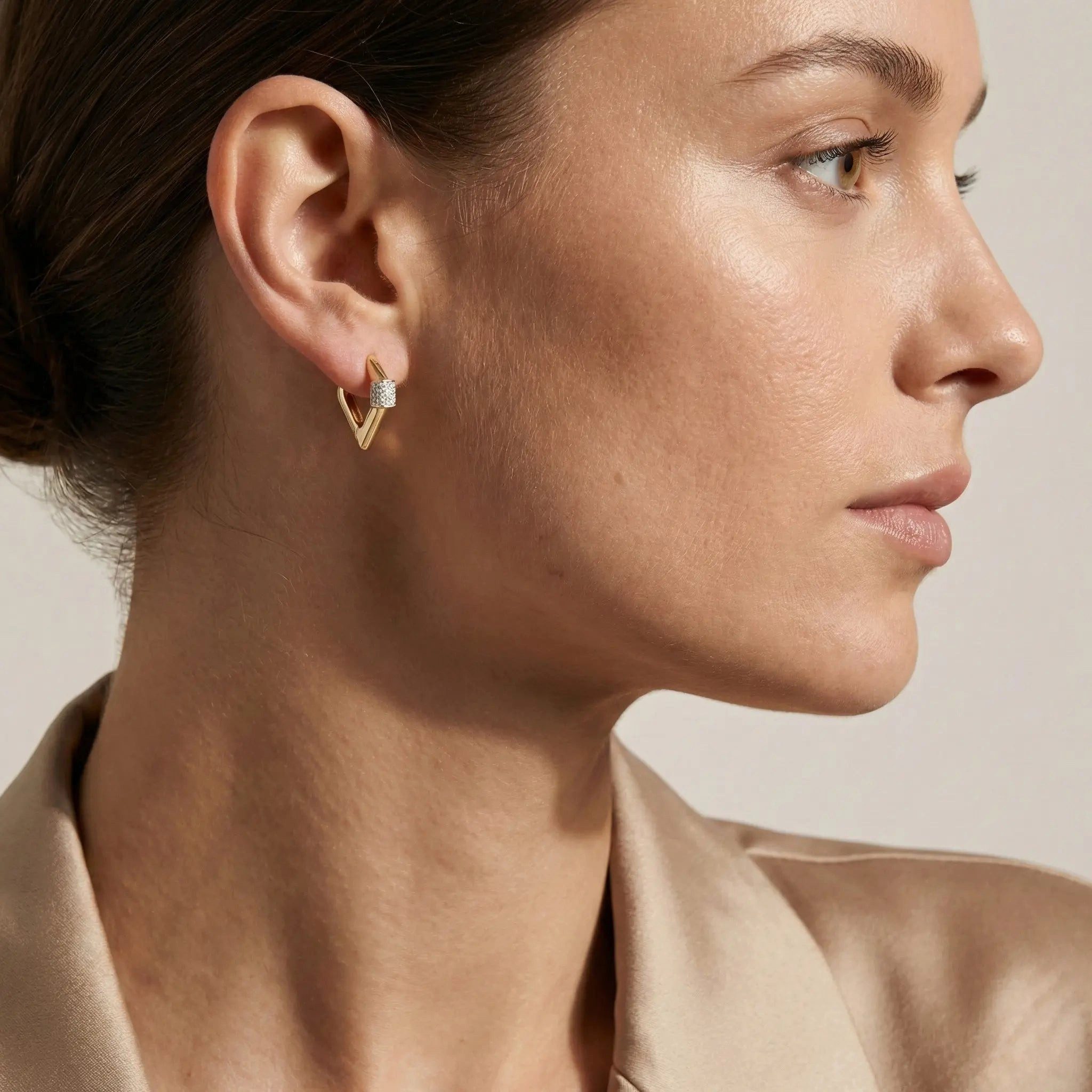 Suzan Gold Creolen-Set 375 Echtgold Aurexa Edge Zirkonia kantig