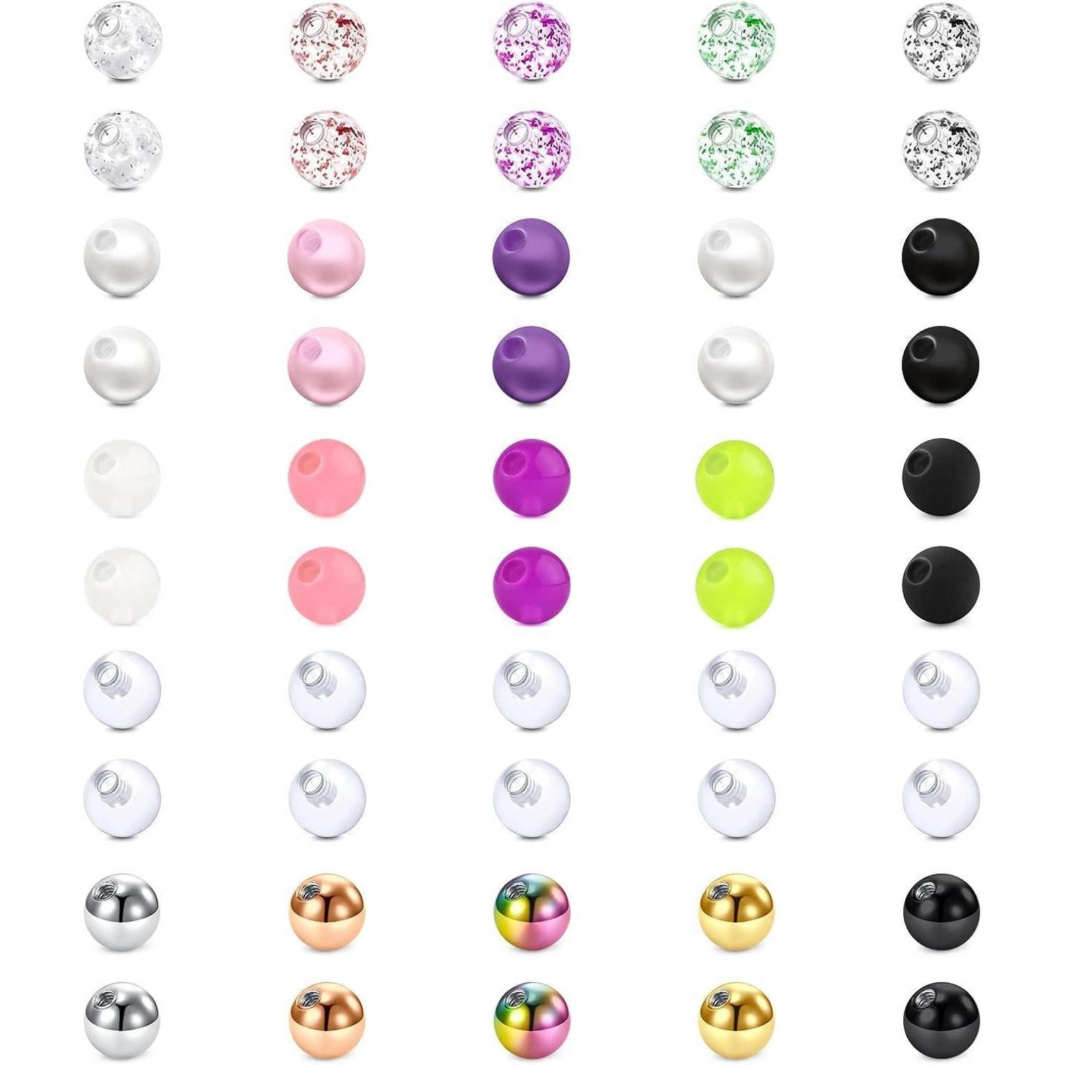 LuxusKollektion Nasenpiercing Piercing Schraubkugel Set 3mm Glitzer Edelstahl 16G Stil 4