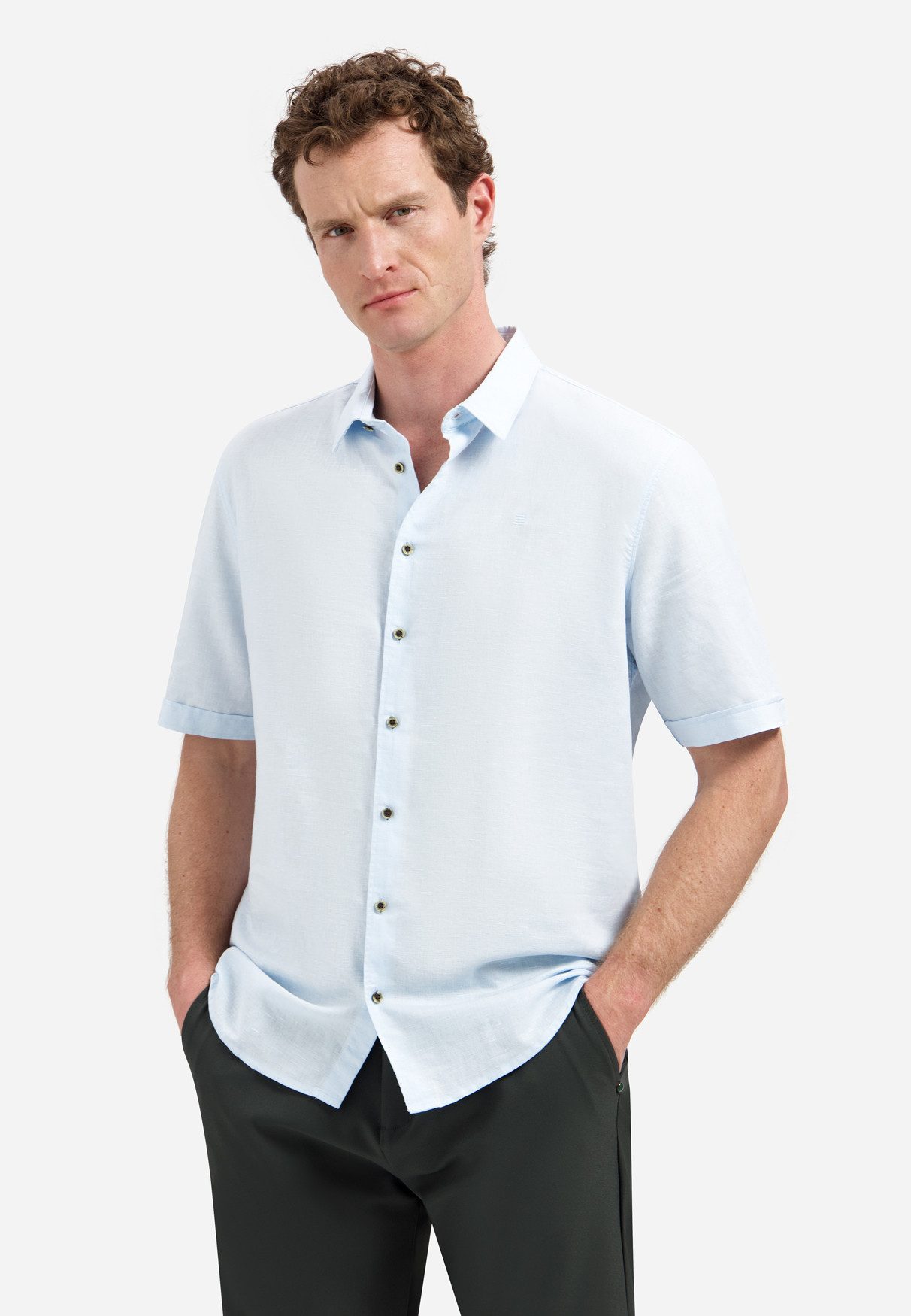 NO EXCESS Leinenhemd Shirt Short Sleeve With Linen