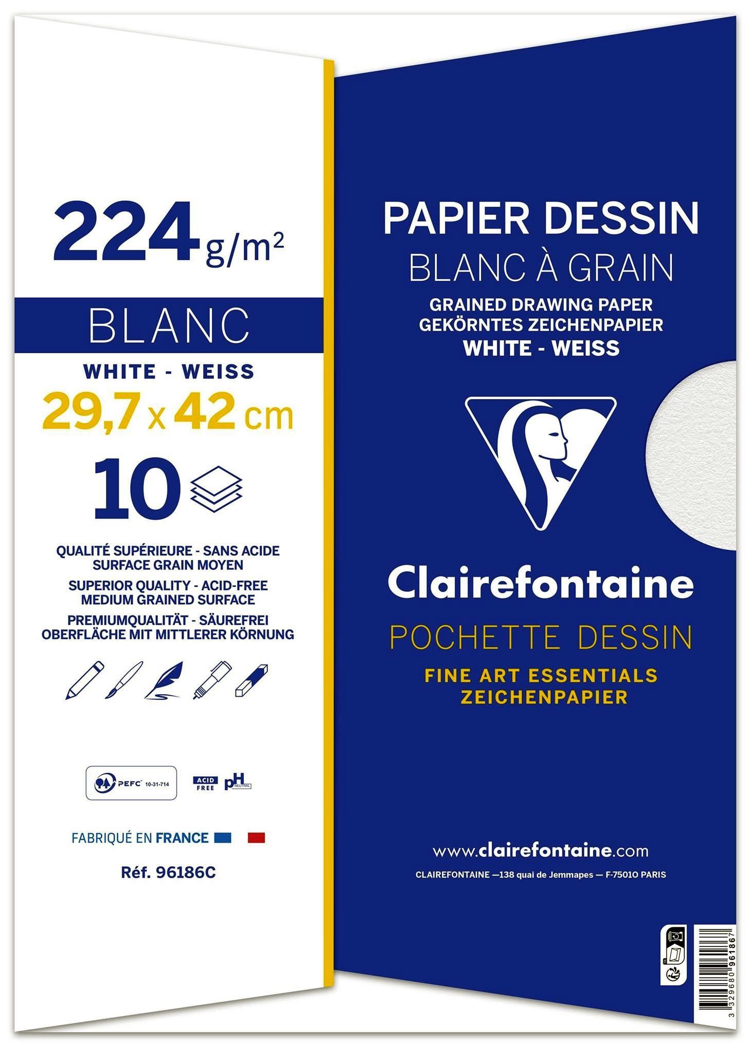 CLAIREFONTAINE Zeichenpapier Clairefontaine Mappe Zeichenpapier, A 3, 224 g