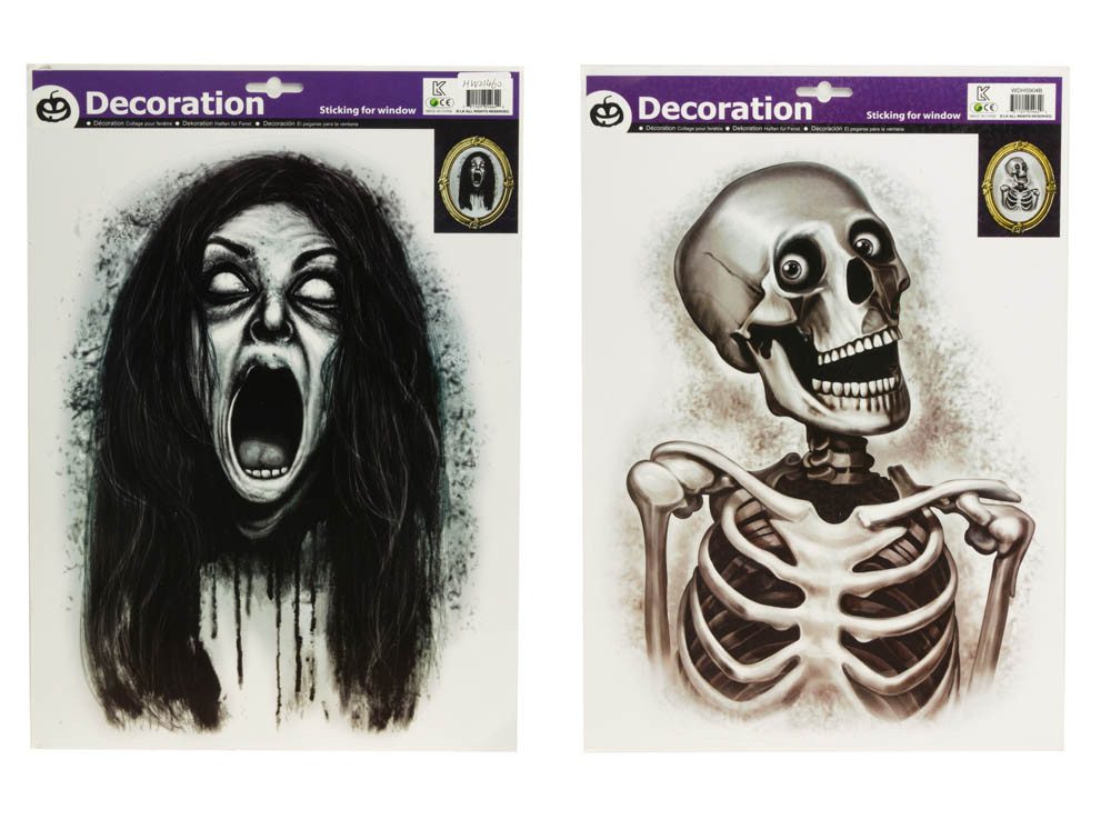 CHAKS Dekoobjekt Halloween Fensterbild 'Skelett' - 29 x 40 cm Fenst