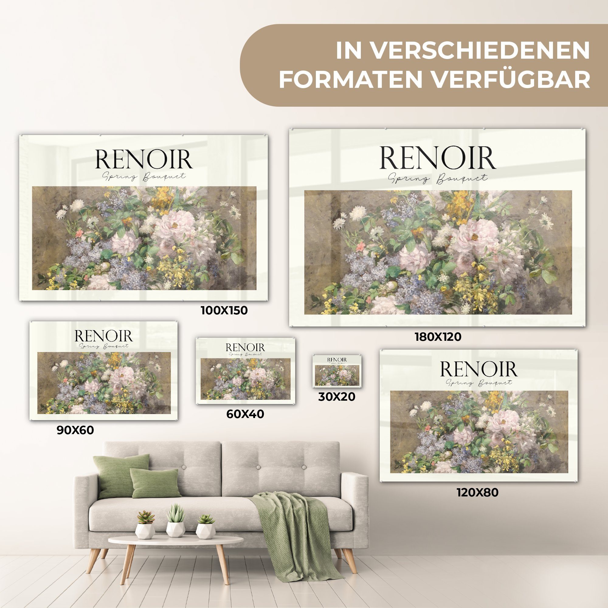 (1 MuchoWow Renoir - & Schlafzimmer Gemälde Blumen, Acrylglasbilder - St), Wohnzimmer Acrylglasbild