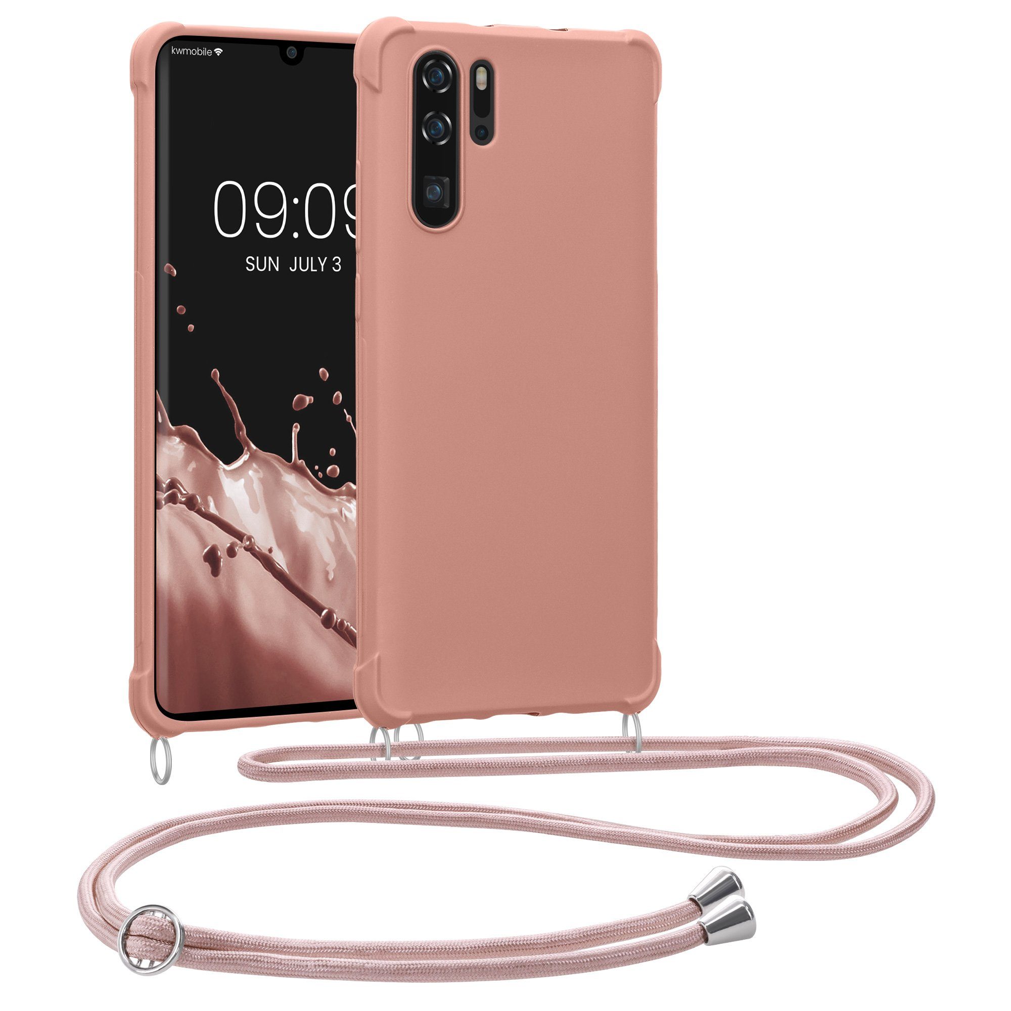 kwmobile Handyhülle Hülle für Huawei P30 Pro, mit Metall Kette zum Umhängen - Silikon Handy Cover Case Schutzhülle