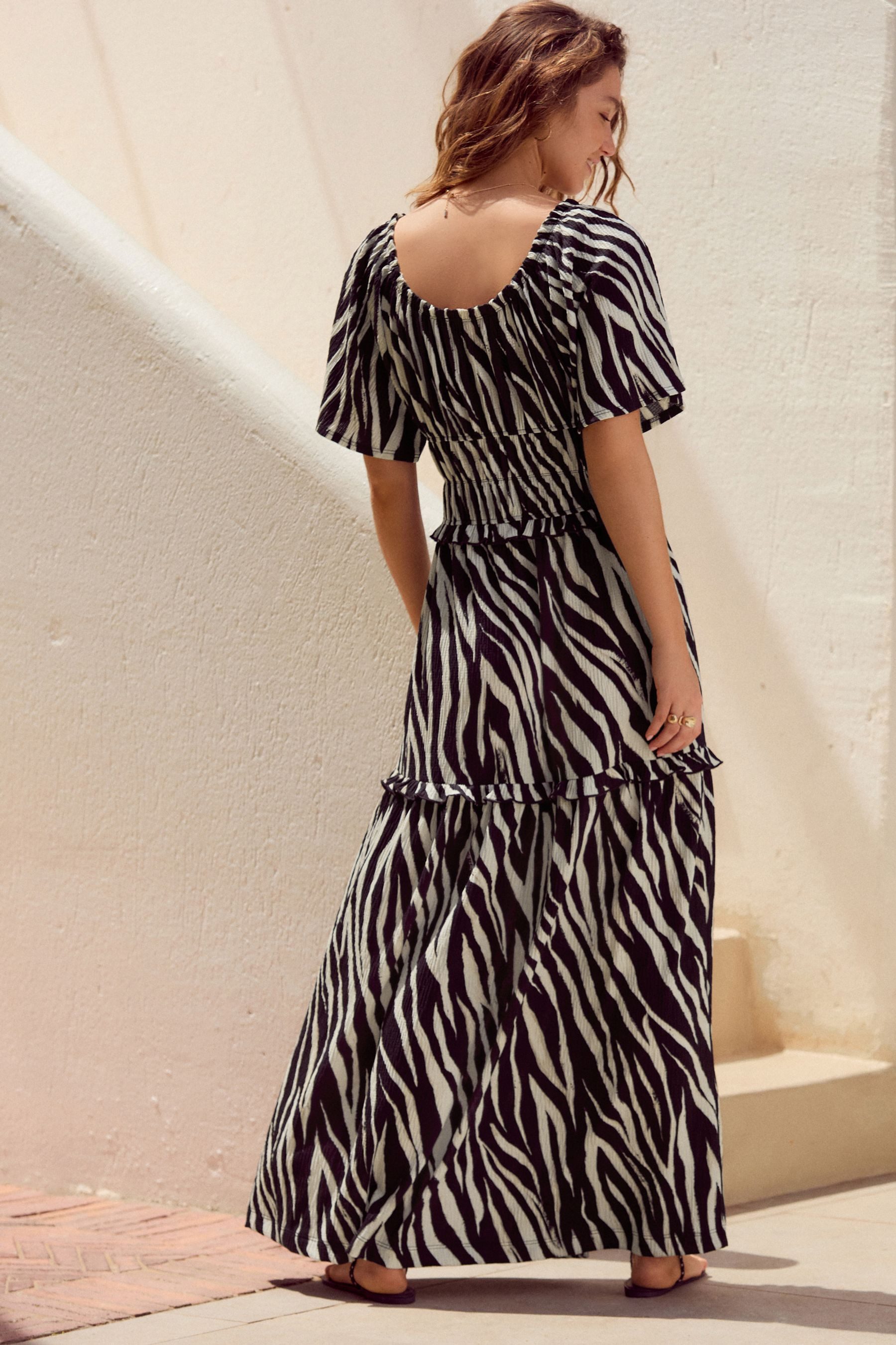 Next Midikleid Kurzarm-Midikleid mit Bindeband vorne günstig online kaufen