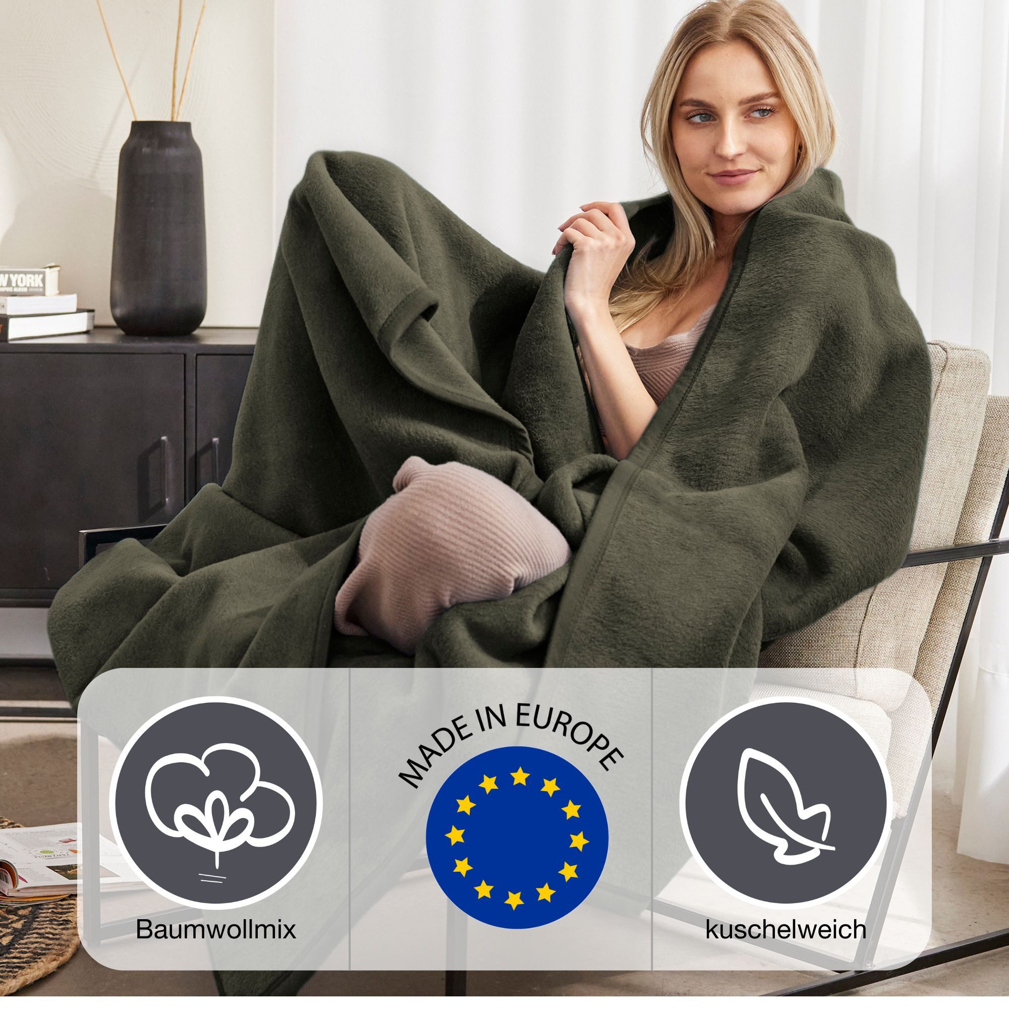 Wohndecke Luxus, IBENA, verschiedene Größen, unifarbenes günstig online kaufen