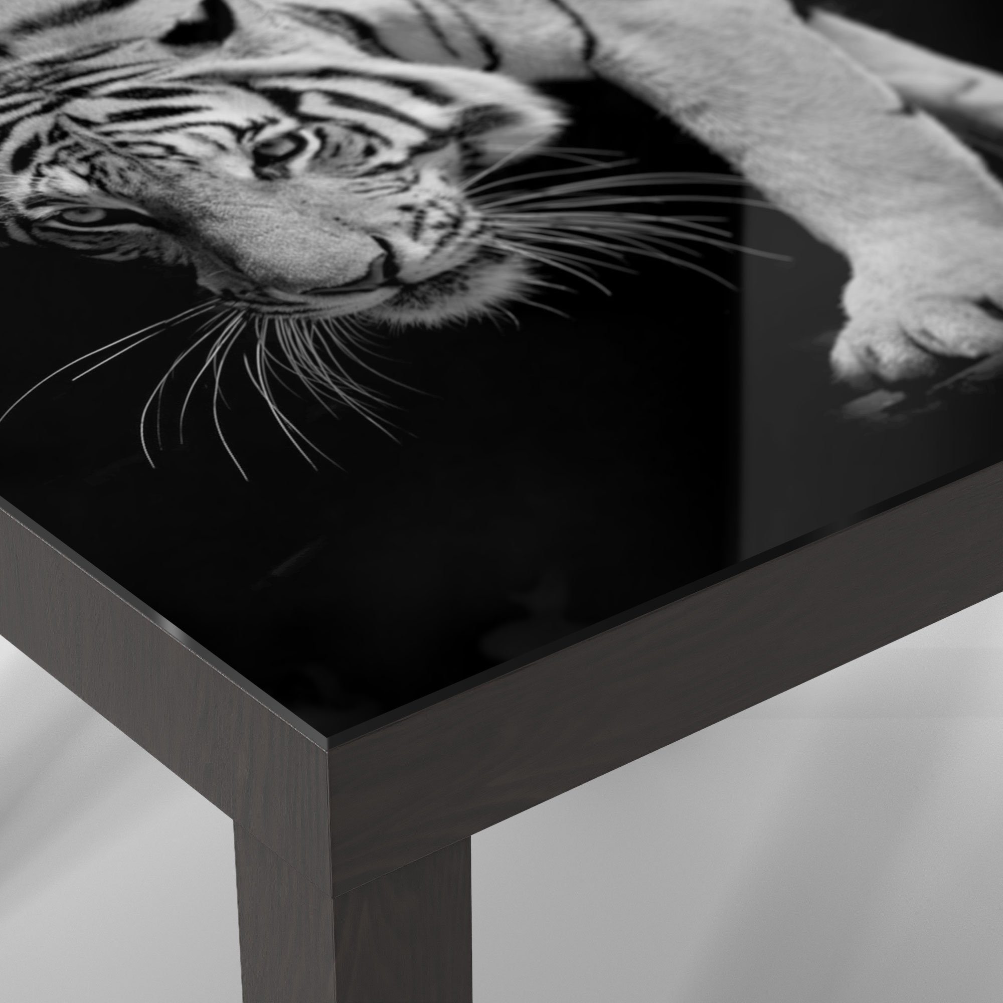 Glas Schwarz modern Tiger', Glastisch 'Pirschender DEQORI Beistelltisch Couchtisch