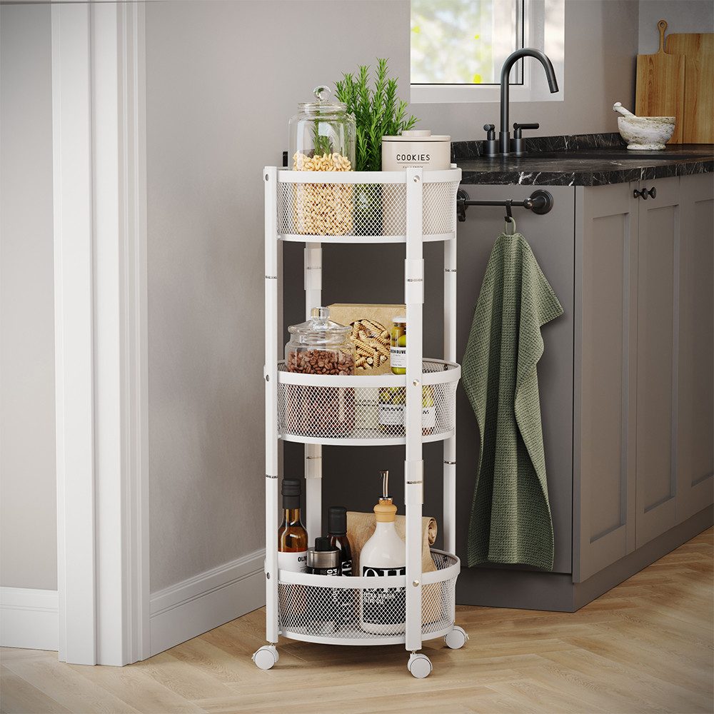 Vicco Barschrank Falto, Weiß, 37.5 x 88 cm, mit 3 praktischen Körben (1-St)