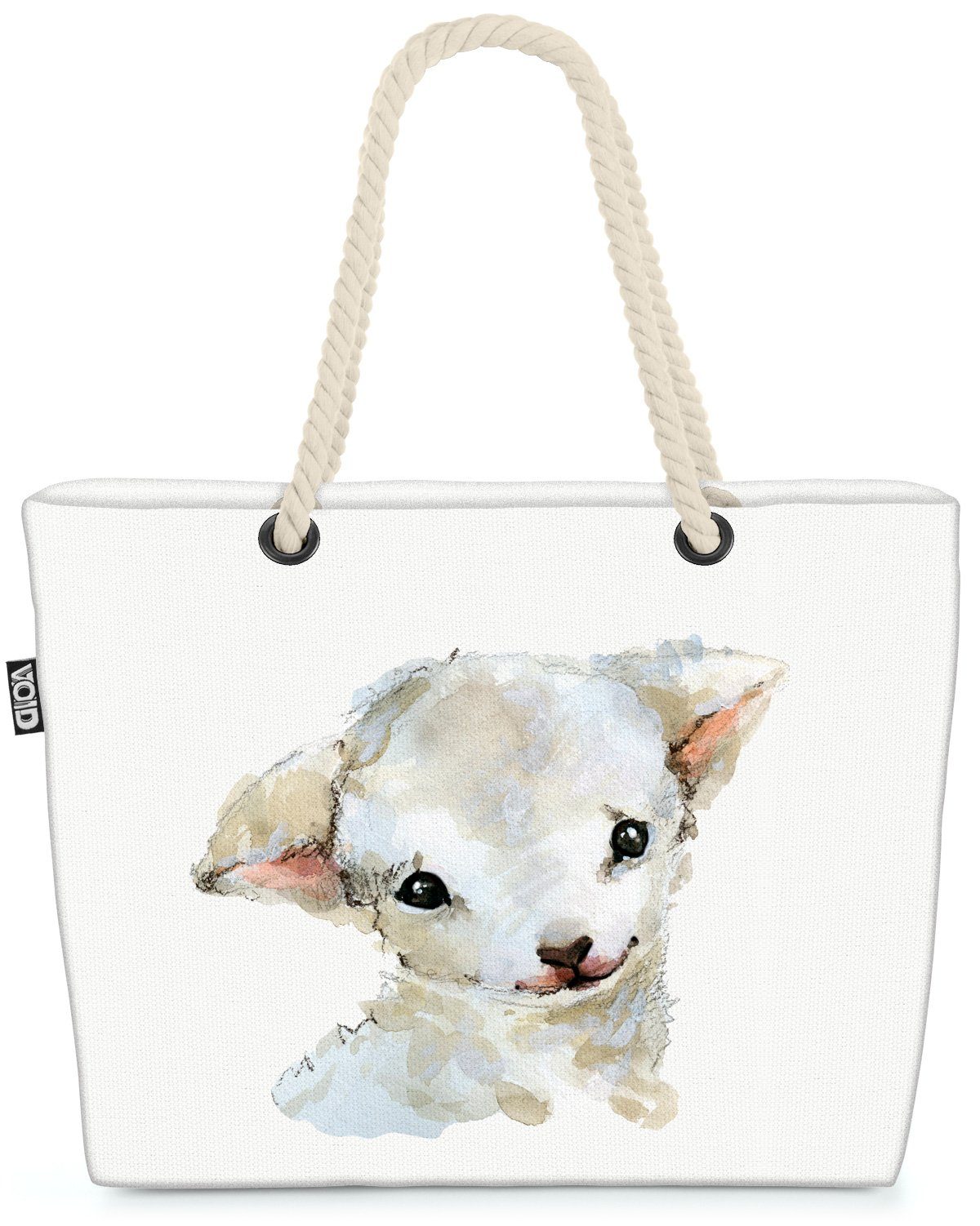 VOID Strandtasche (1-tlg), Lamm Tiere Kinder Tierbaby Lamm Lämmchen Wolle Bauernhof Ostern Tiere