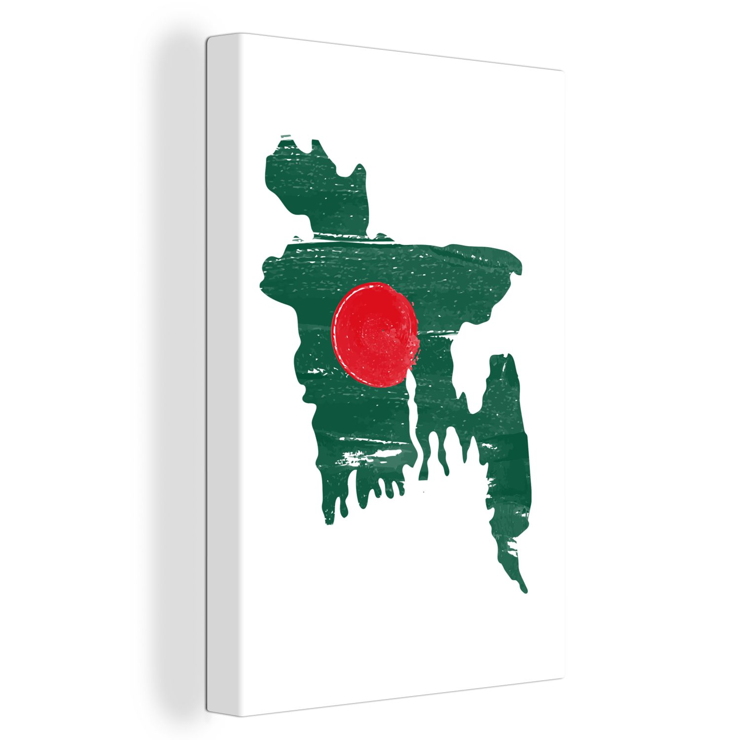 Flagge Karte, bespannt Leinwandbild St), - Gemälde, Bangladesch OneMillionCanvasses® Leinwandbild inkl. - Zackenaufhänger, cm (1 fertig 20x30