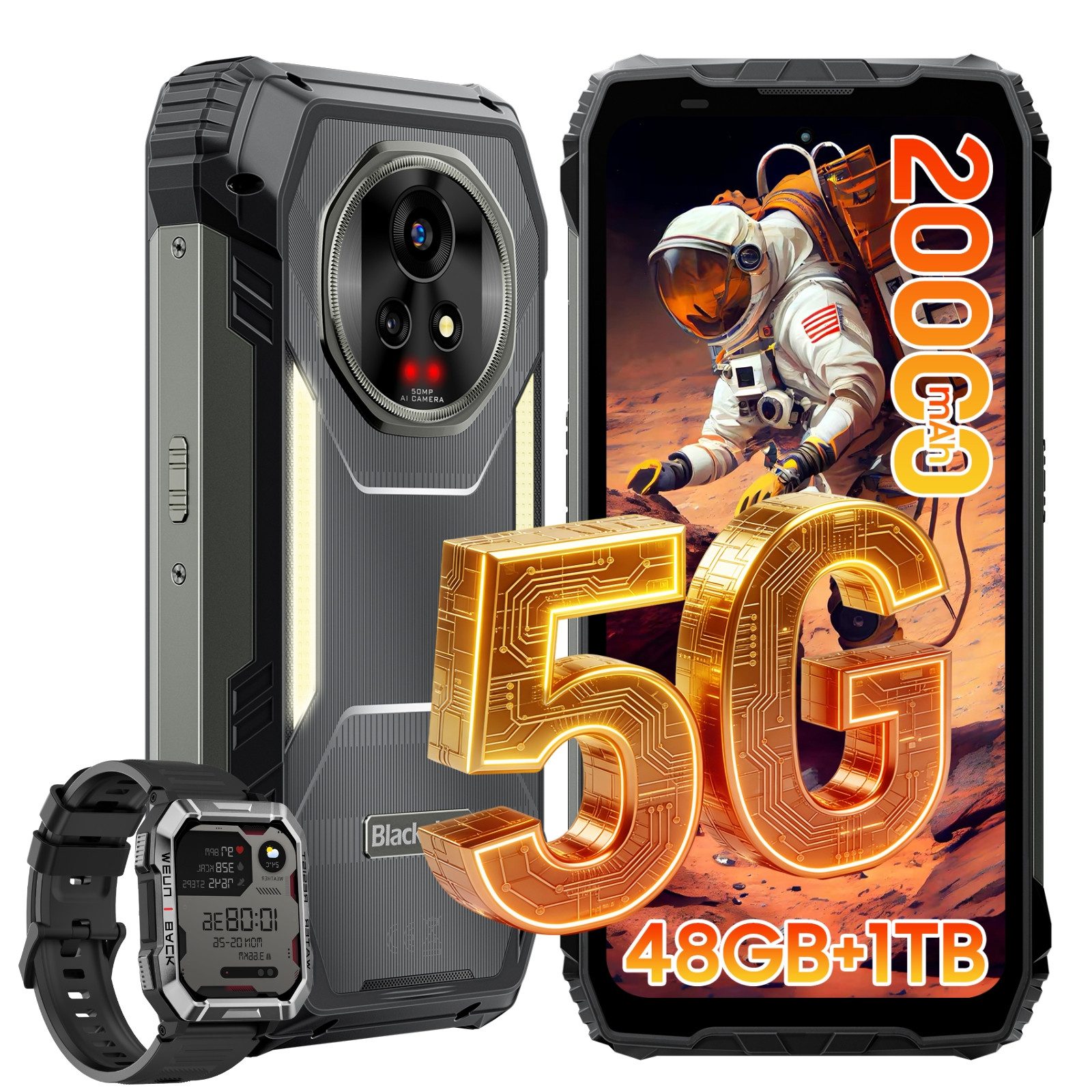 blackview Xplore 2 Satellitenkommunikation: IP69K robust incl. W60 Outdoor-Navigationsgerät (Satellitentelefon,IP69K,20000mAh,6.73",2600Nits,D8300,5G,467lm)