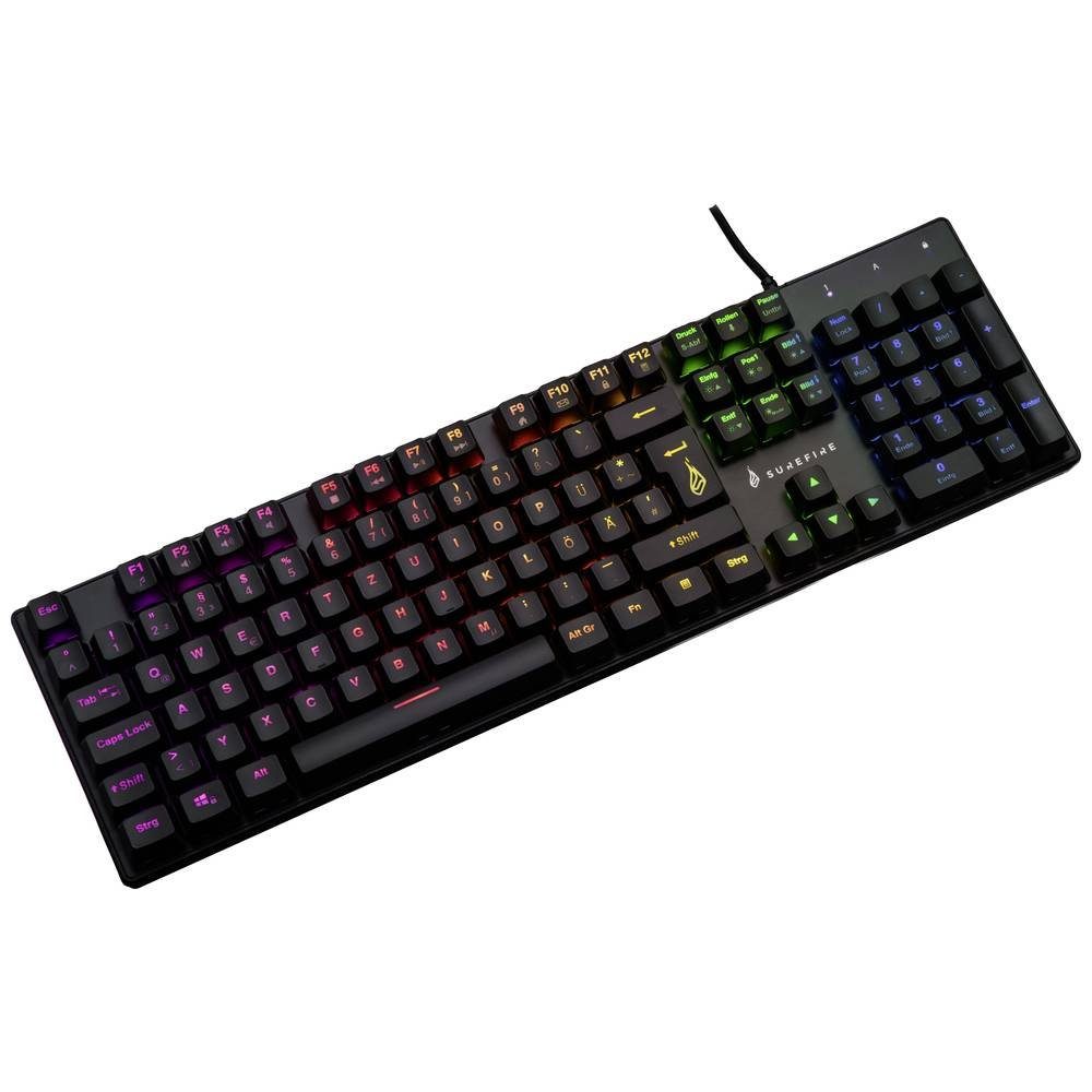 Surefire SureFire Mechanische Multimedia-RGB-Gaming-Tastatur, Deutsch 48718 Tastatur (Beleuchtet, Multimediatasten)