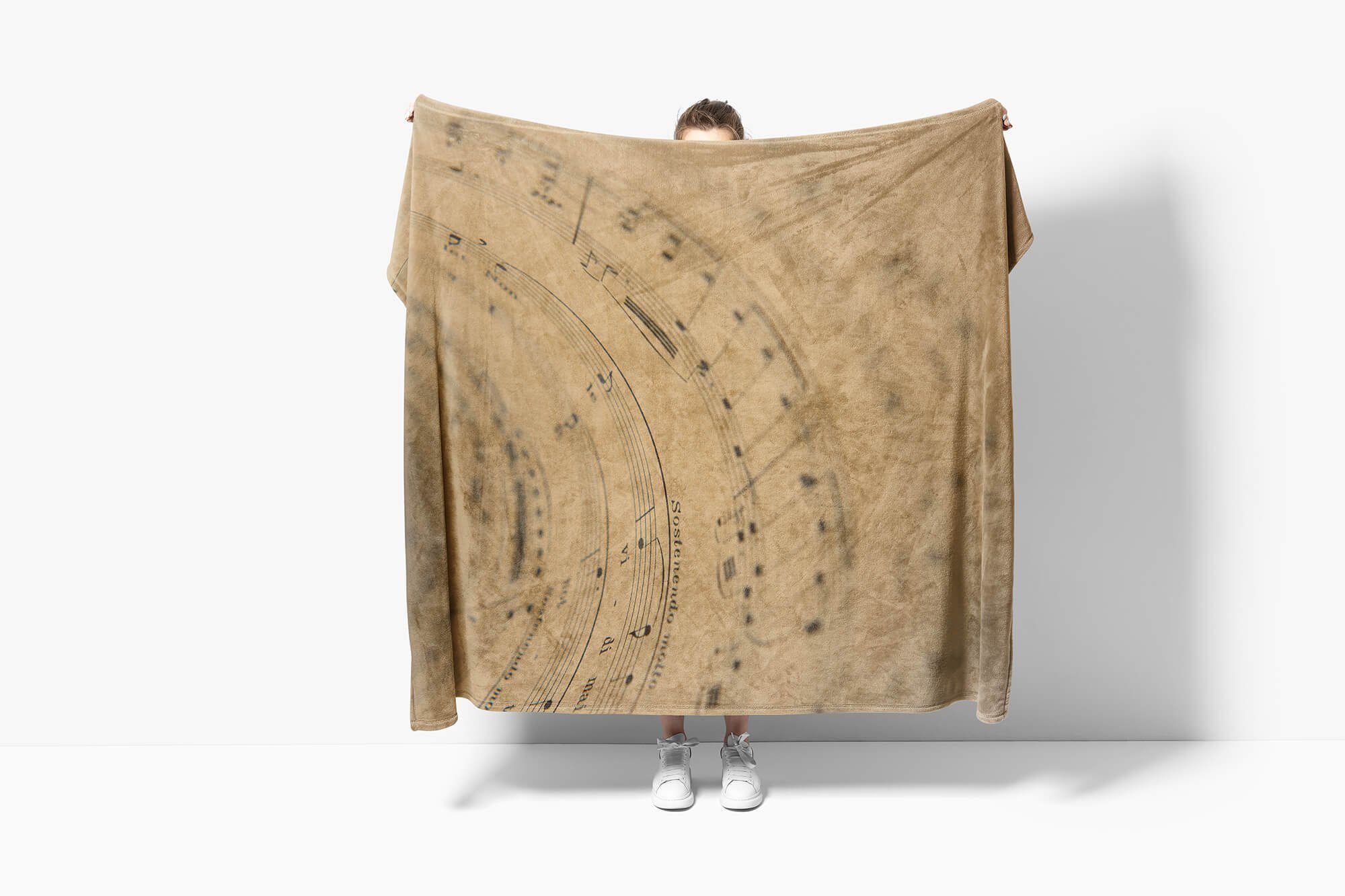 Handtücher Handtuch Art Handtuch Saunatuch (1-St), Fotomotiv Musik, Baumwolle-Polyester-Mix mit Sinus Notenspiegel Strandhandtuch Kuscheldecke