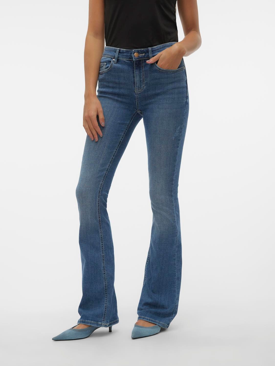Vero Moda Bootcut-Jeans VMFLASH MR FLARED JEANS LI347 GA NOOS Baumwollmisch günstig online kaufen
