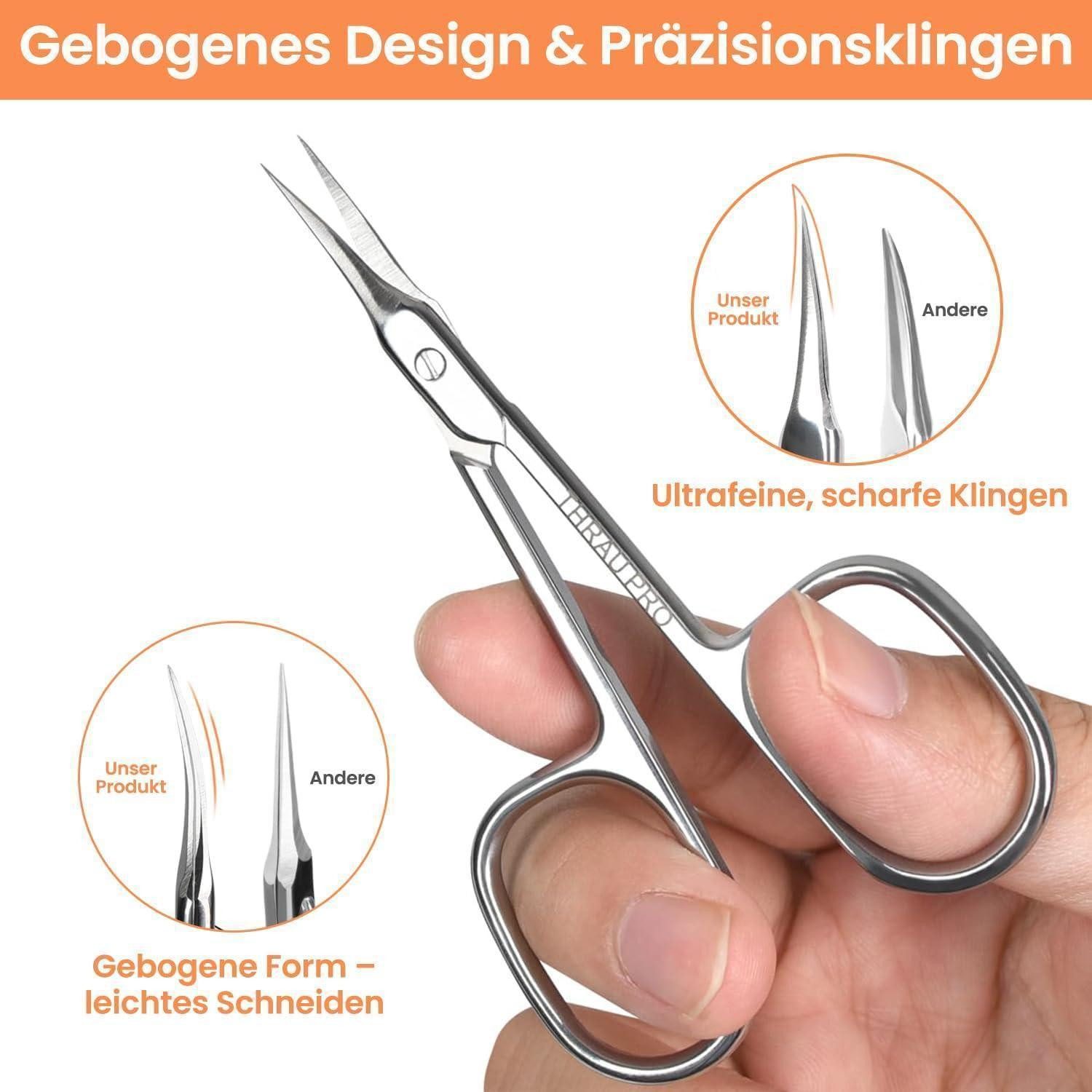 LuxusKollektion Augenbrauenschere Nagelhautschere Präzisions 95mm Edelstahl