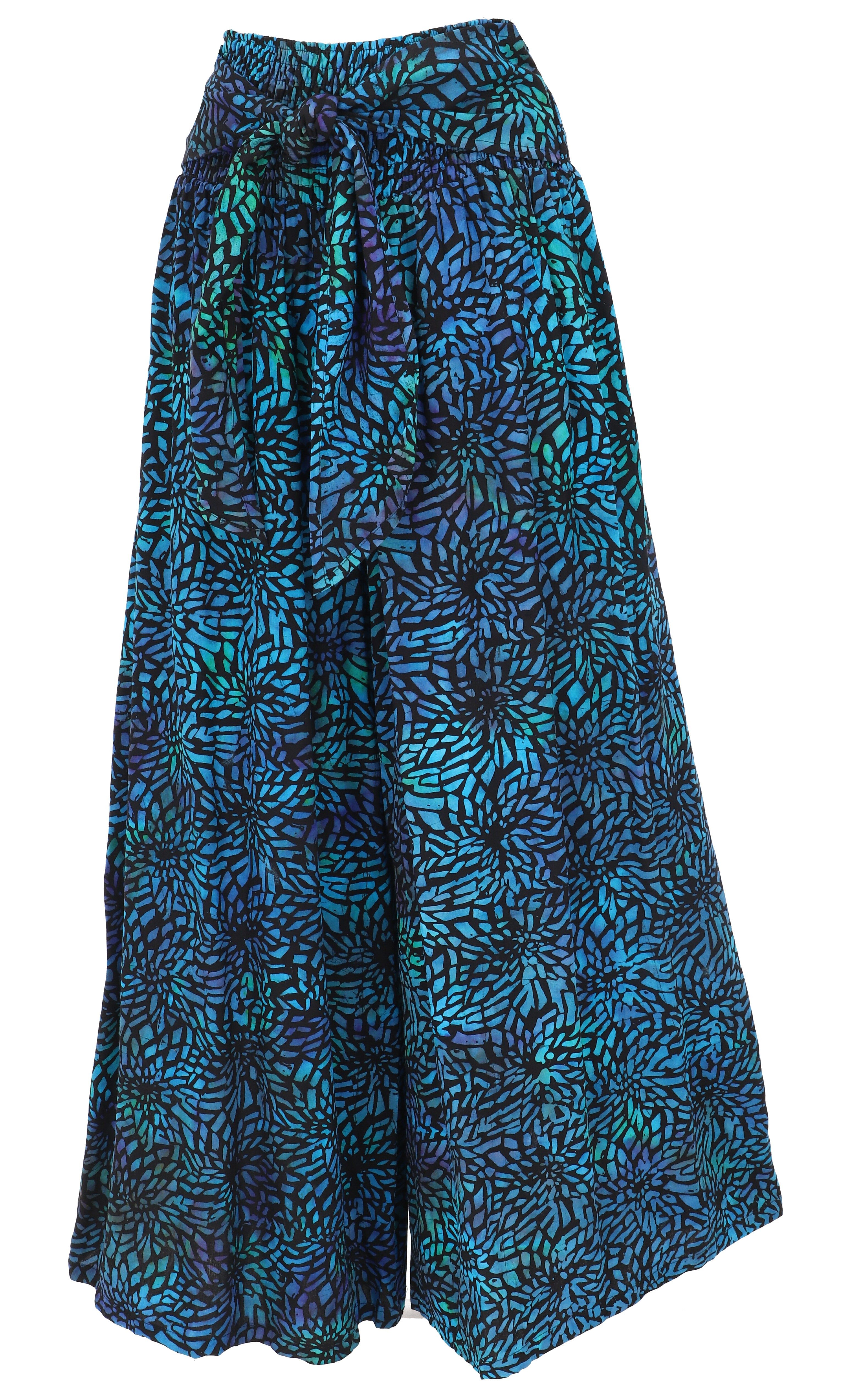 Guru-Shop Relaxhose Palazzohose mit breitem Bund, Wachsbatik.. alternative Bekleidung