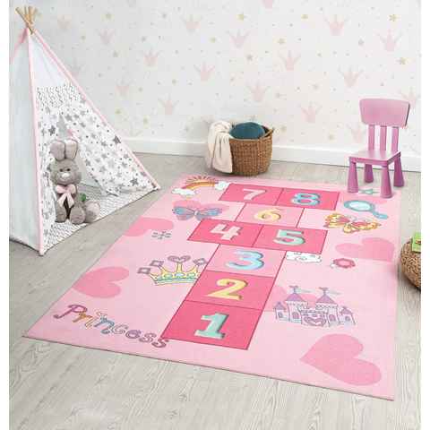 Teppich Happy Life Kinderteppich, Spielteppich, Zahlen, Pink, the carpet, Rechteck, waschbar, Anti-Rutsch Unterseite, Bunt und Kindergerecht