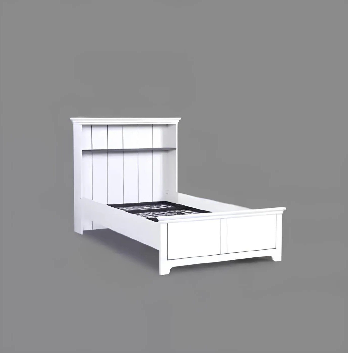 Einzelbett Luxus Holzbett in klassischem Weiß für elegantes Schlafzimmer