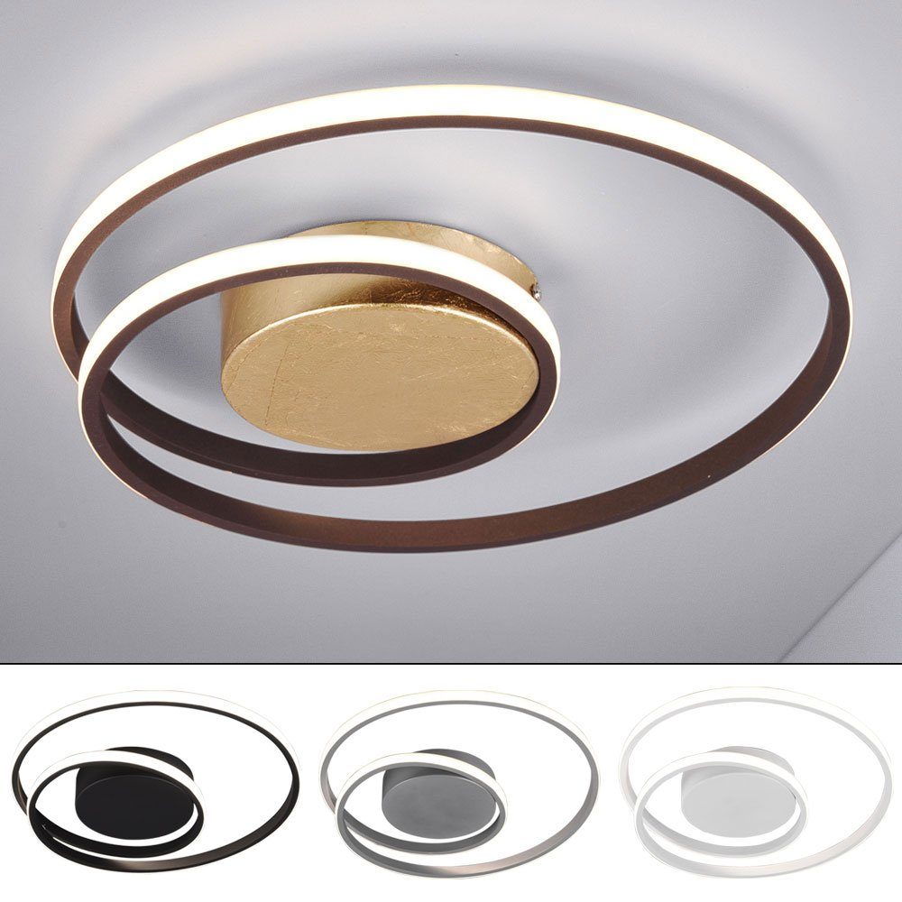 etc-shop LED Deckenleuchte, Designleuchte Silber LED Ring Switch-Dimmer Deckenleuchte
