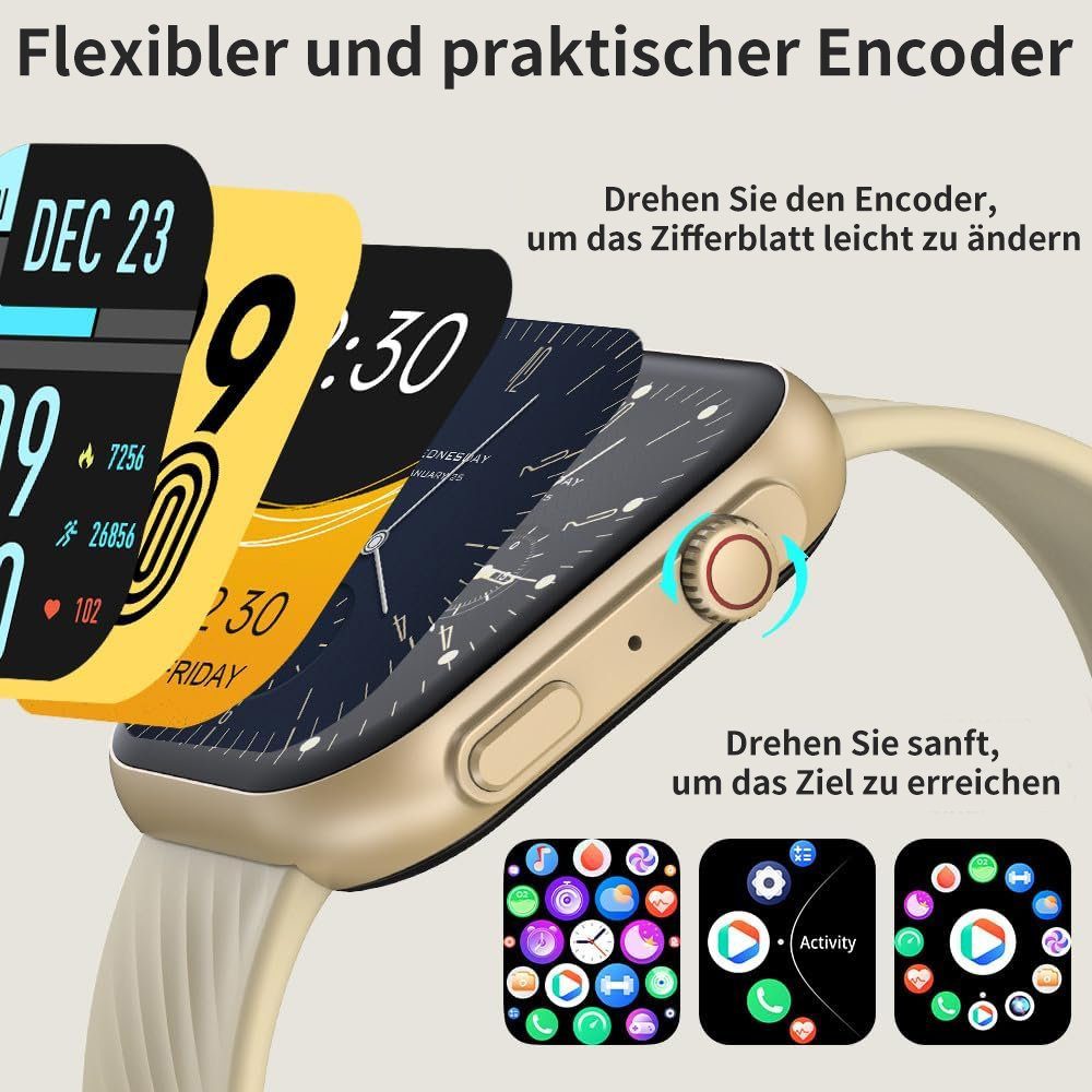 Damen Herren goldfarben Zoll) für Fitnessarmband Fitnessuhr Smartwatch JOEAIS Smartwatch " Watch (2.01 Sport