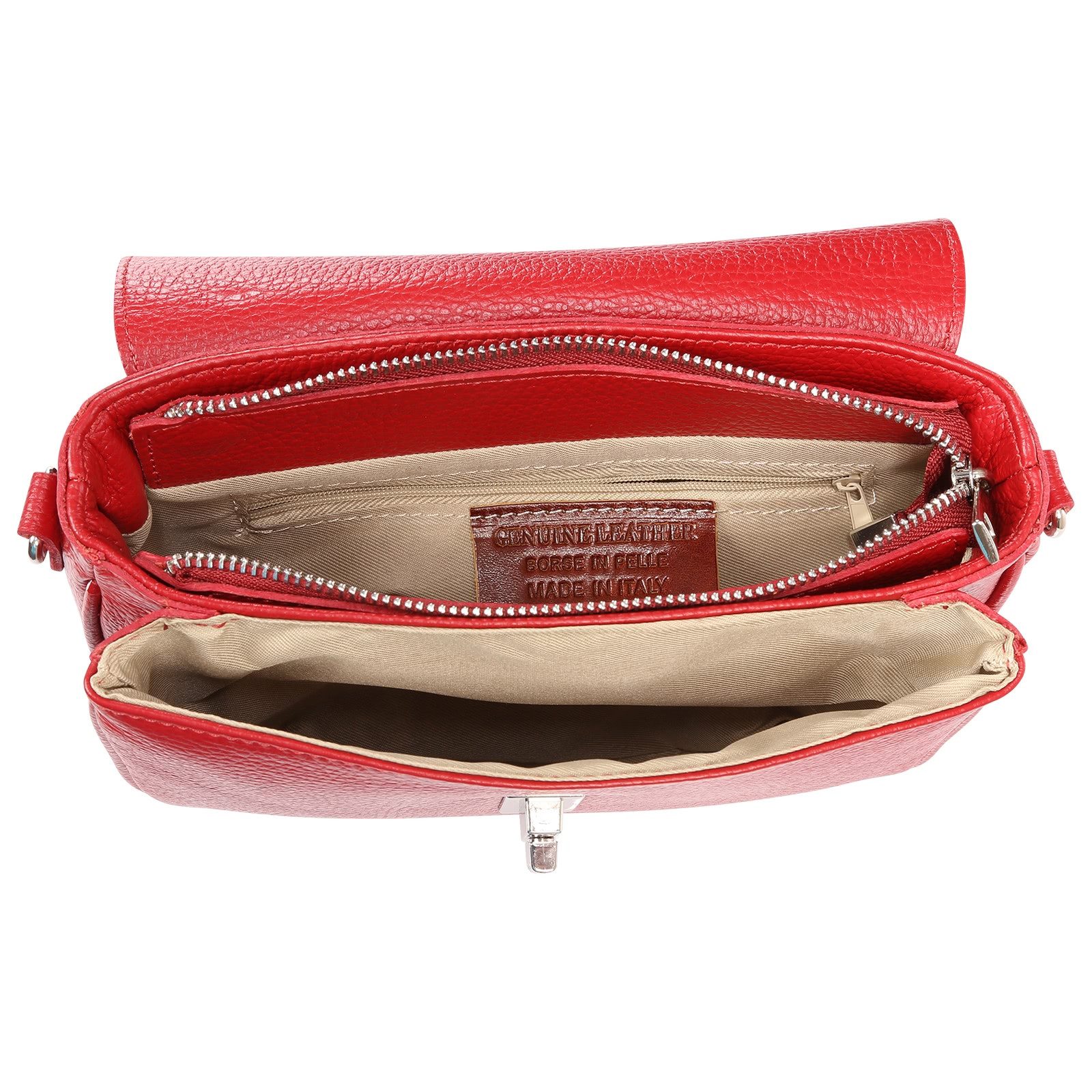 Toscanto Umhängetasche Toscanto Tasche rot Umhängetasche klein (Umhängetasche), Damen Umhängetasche Leder, rot ca. 22cm x ca. 15cm