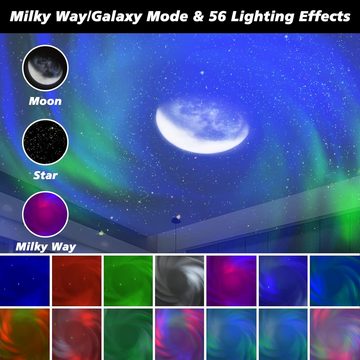 Higoyxp Galaxie Aurora Sternenhimmel Heimkino Kinder Beamer (mit 56 Lichteffekten und 5 Weißen Geräuschen, Nachtlicht)