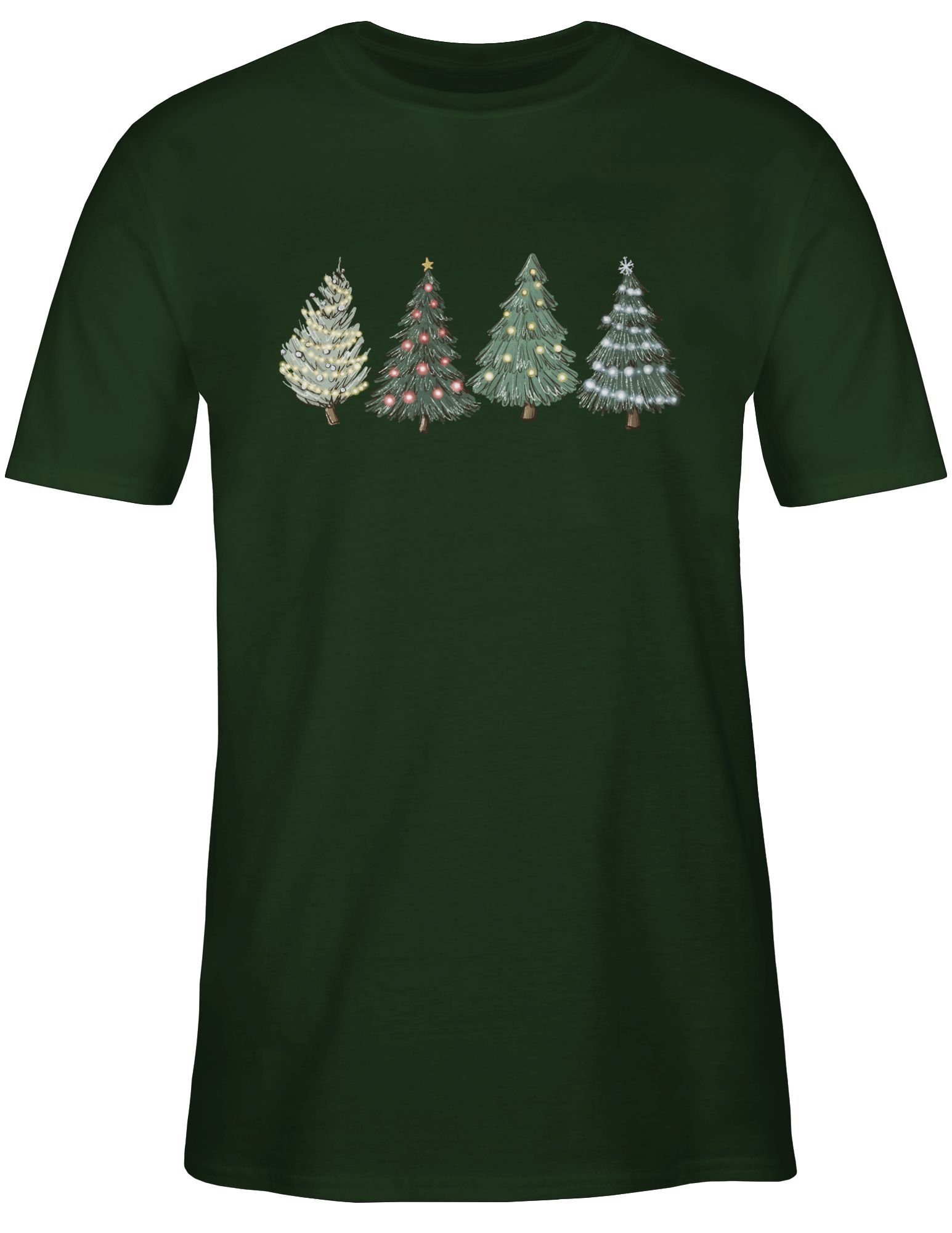 Shirtracer T-Shirt Weihnachtsbäume Weihachten 03 Dunkelgrün Kleidung