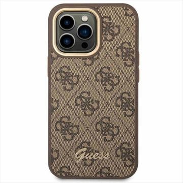 Guess Smartphone-Hülle Guess 4G Vintage Gold Logo Hülle für Apple iPhone 14 Pro Max Braun