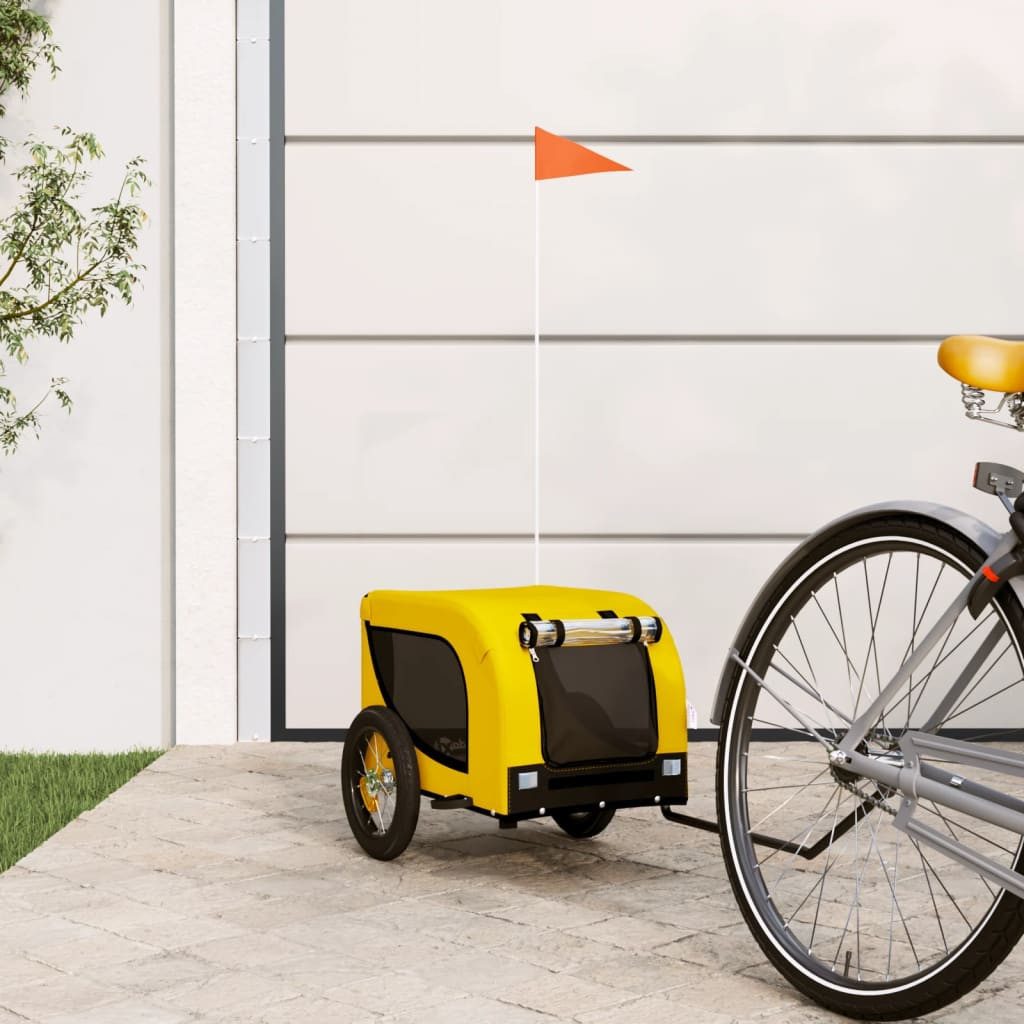 vidaXL bicycle dog trailer, 30 kg, yellow and black, Oxford fabric, iron.