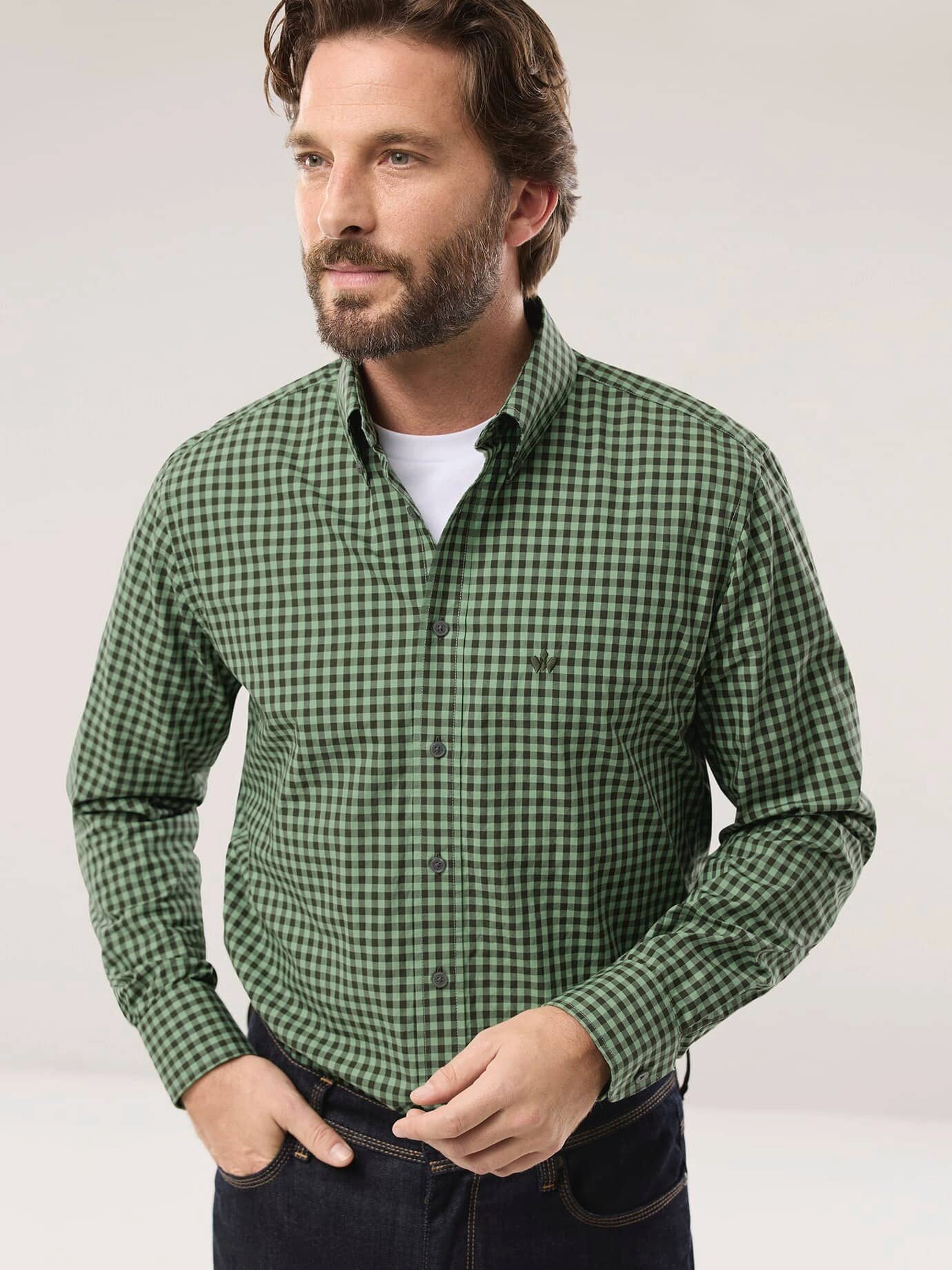 Walbusch Langarmhemd Herren Soft-Cotton Hemd Baumwolle Regular Fit Langarm, Kentkragen, modern, pflegeleicht, atmungsaktiv