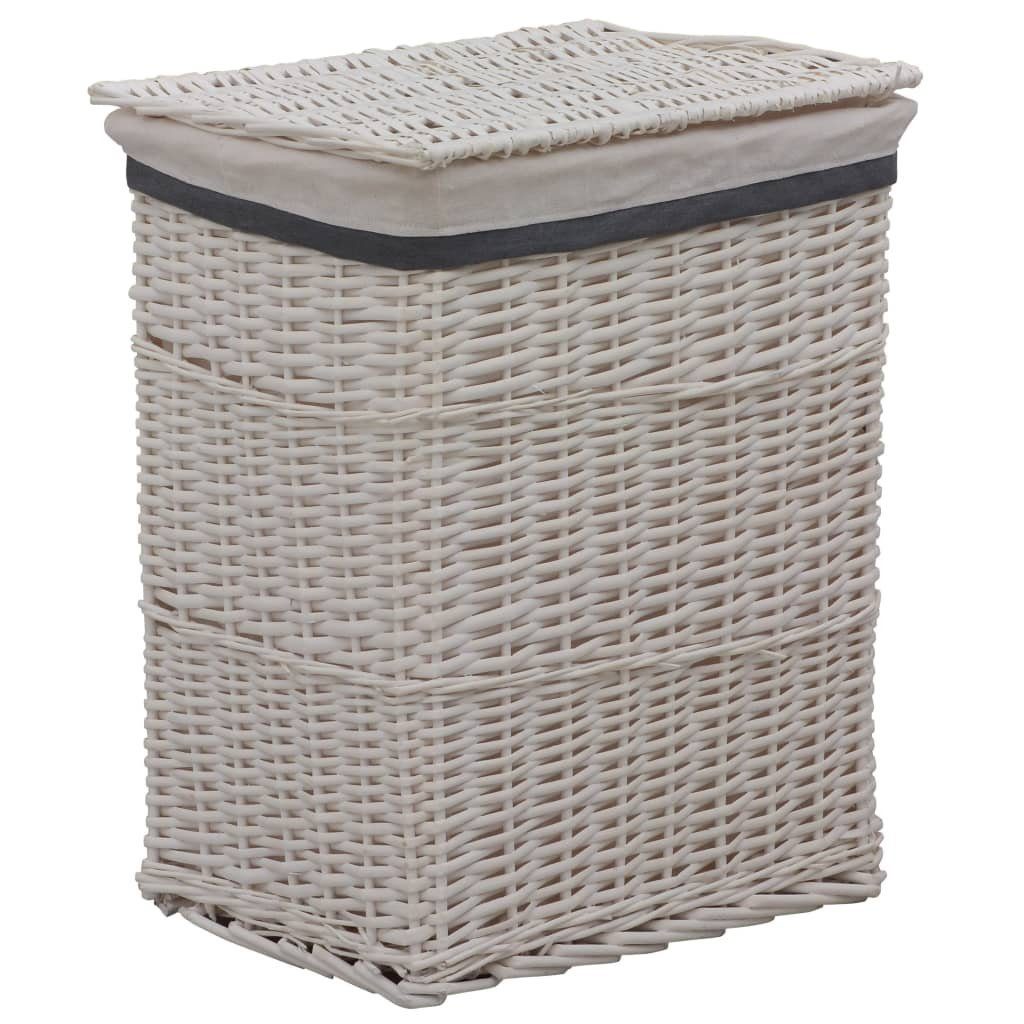 furnicato Wäschekorb Weiß Weidengeflecht (1 St) | Wäschekörbe