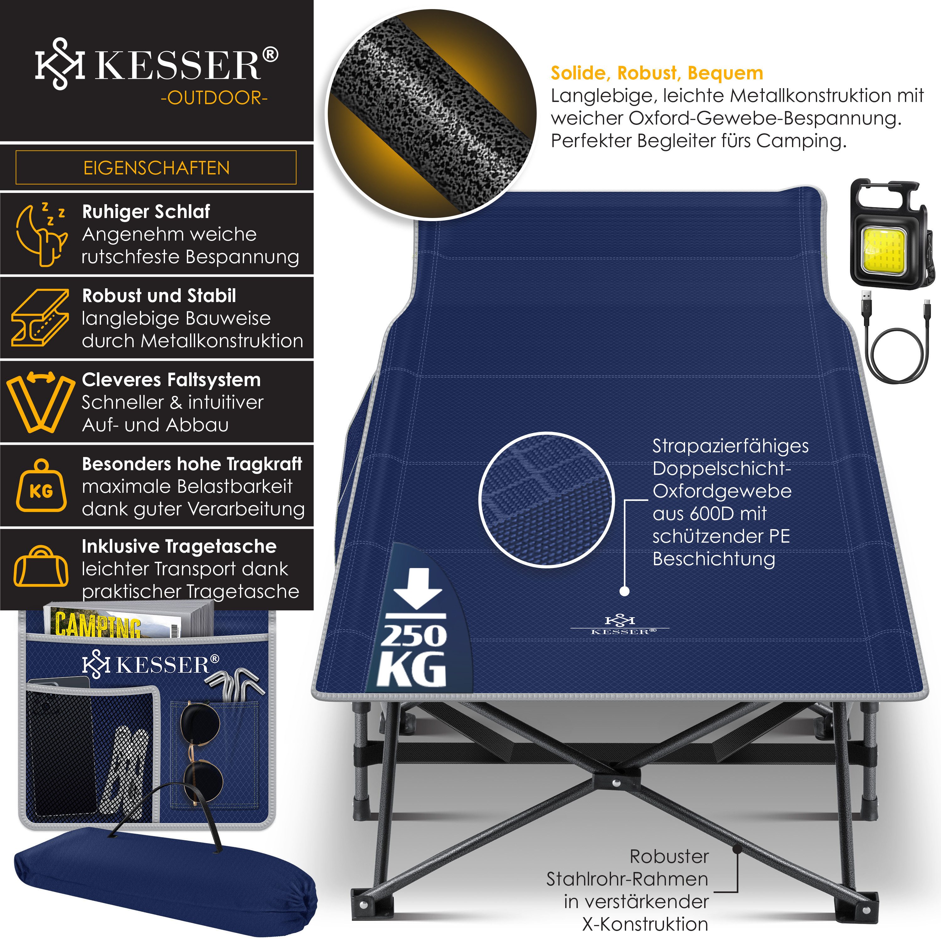 KESSER Campingliege Campingbett Feldbett Klappbar Klappbett günstig online kaufen