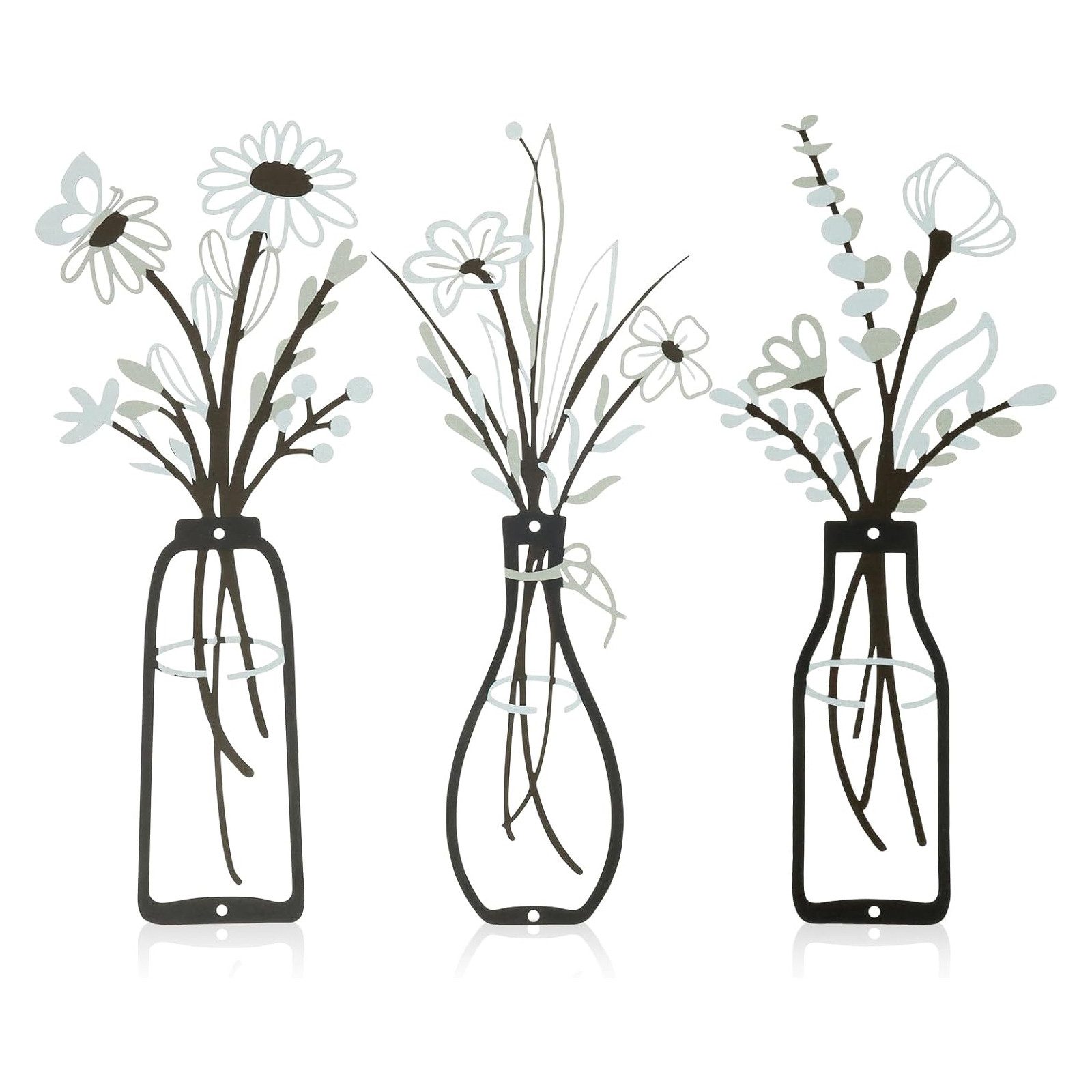 STILVORA Wanddekoobjekt 3er Vase Wall Art Wanddeko für Wohnzimmer,Raumdekor günstig online kaufen