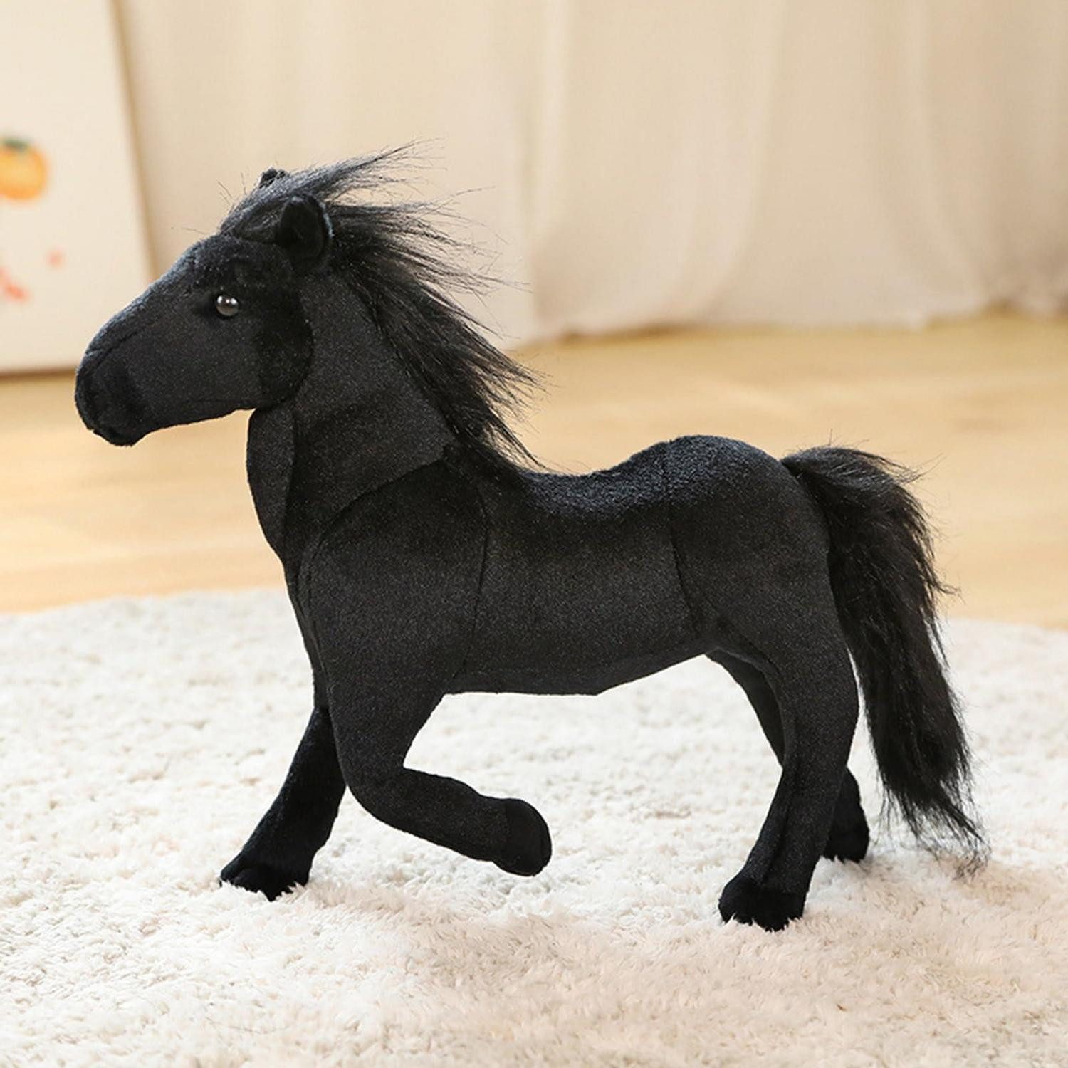 LuxusKollektion Kuscheltier Plüschtier Pferd 32 cm Stehend Stofftier Schwarzes Pferd