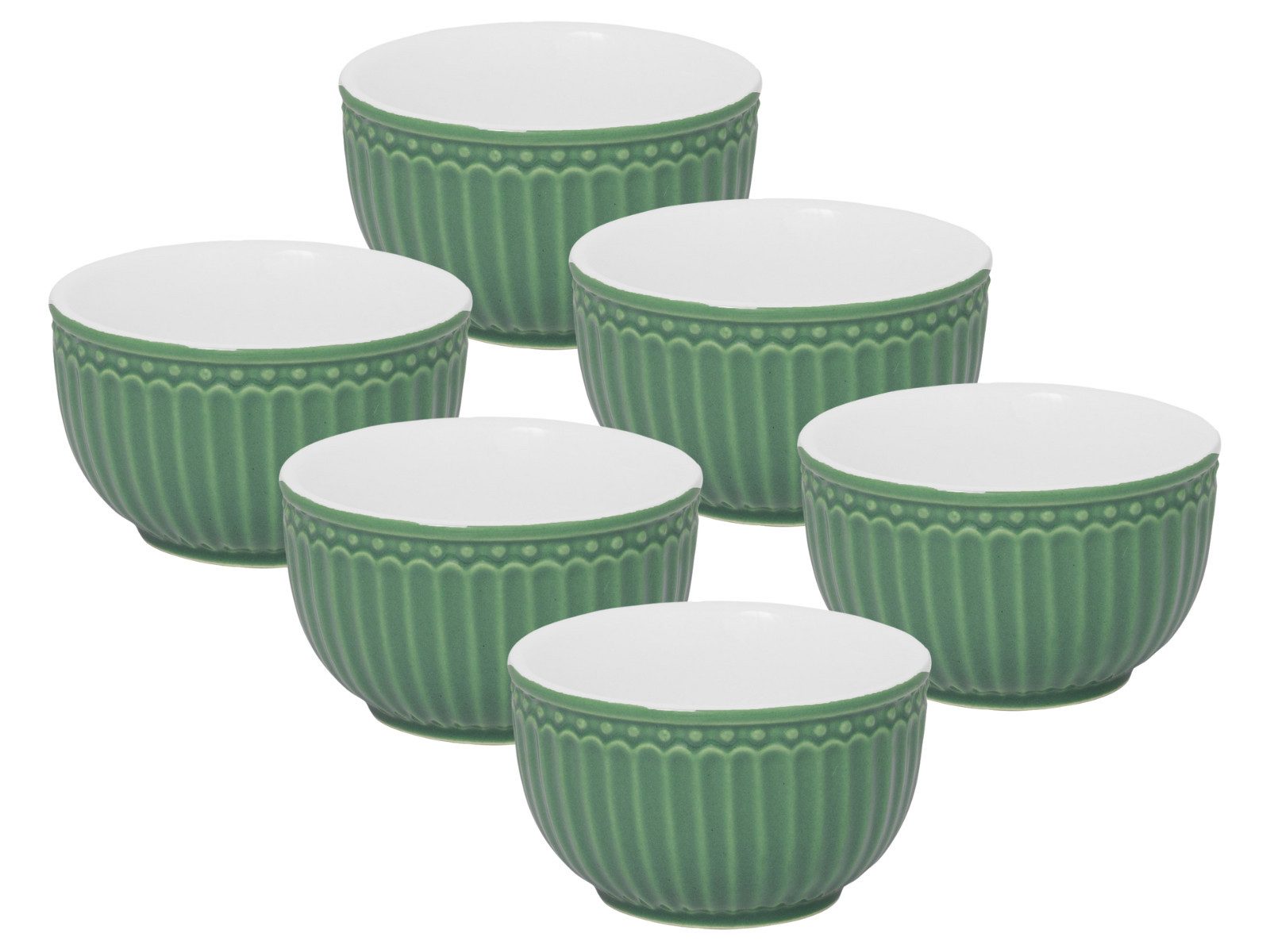 Greengate Geschirr-Set Alice Mini Bowl dusty green 8,5cm Set6, Steingut