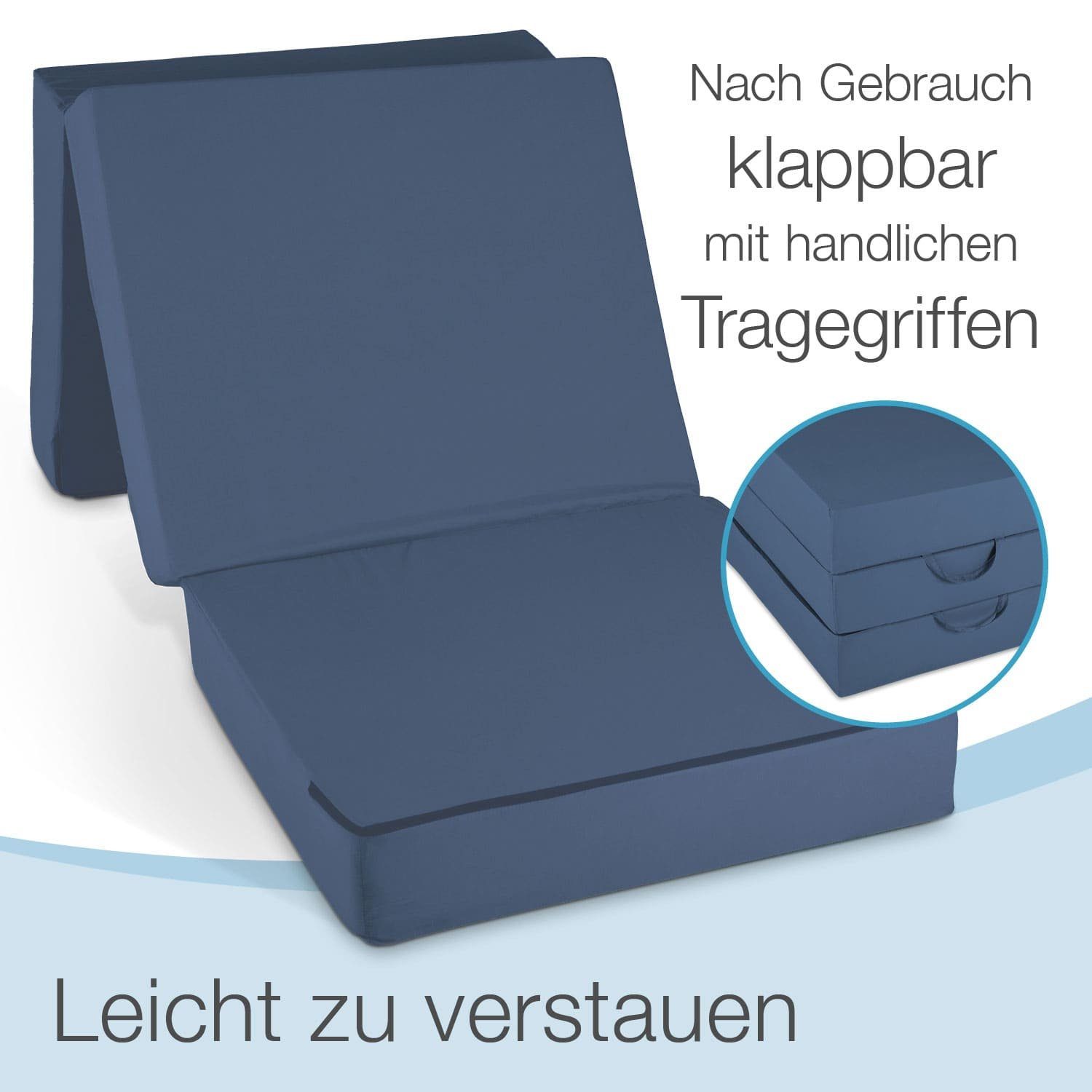 Klappmatratze Gästematratze, Bestschlaf, hoch, 15 Blau Tragegriffen) praktischen cm (mit